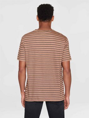 KnowledgeCotton Apparel T-Shirt Regular Linen Striped T-Shirt