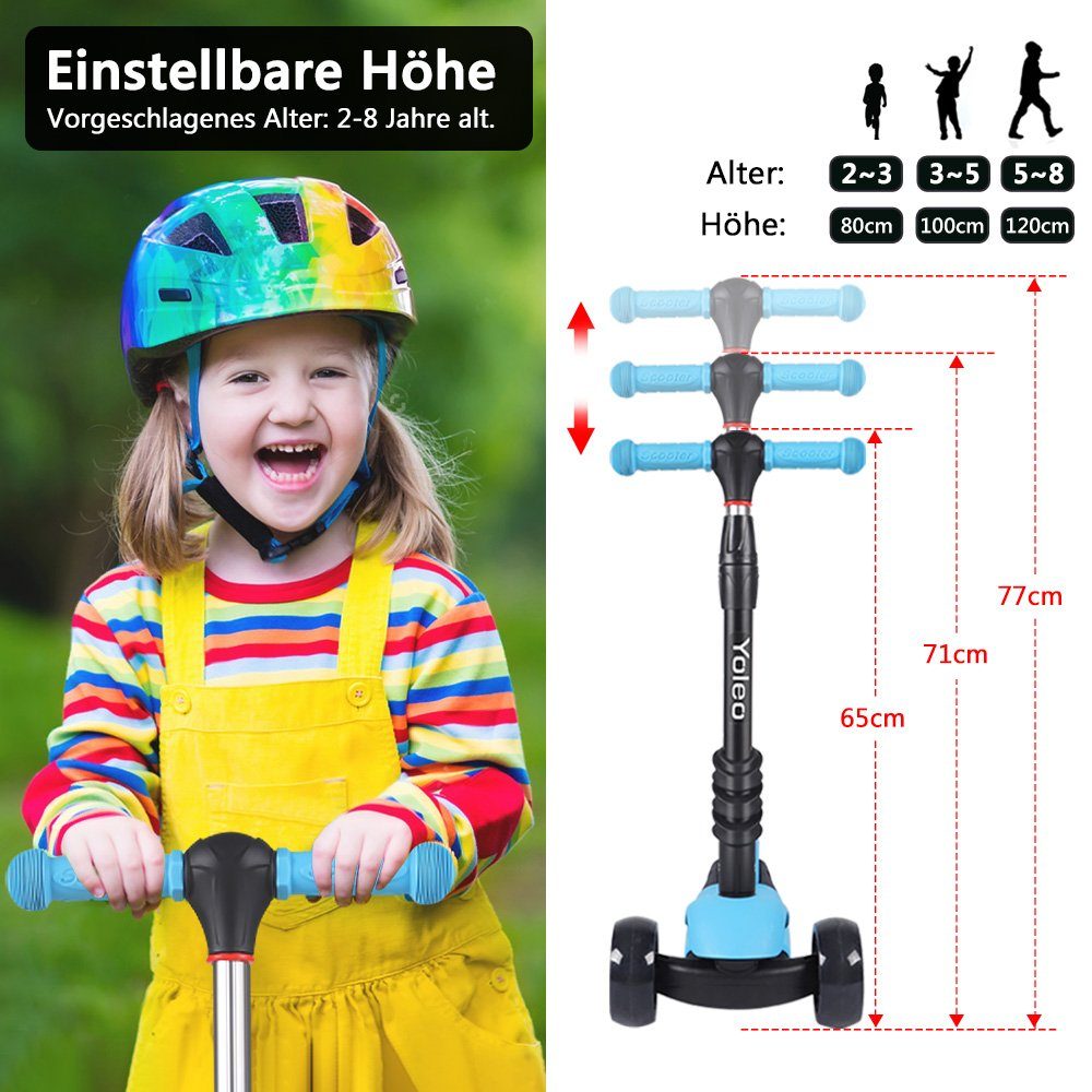 BremToy Scooter 3 in 1 Kinder Roller Scooter mit Sitz LED Räder ab 2 Jahre