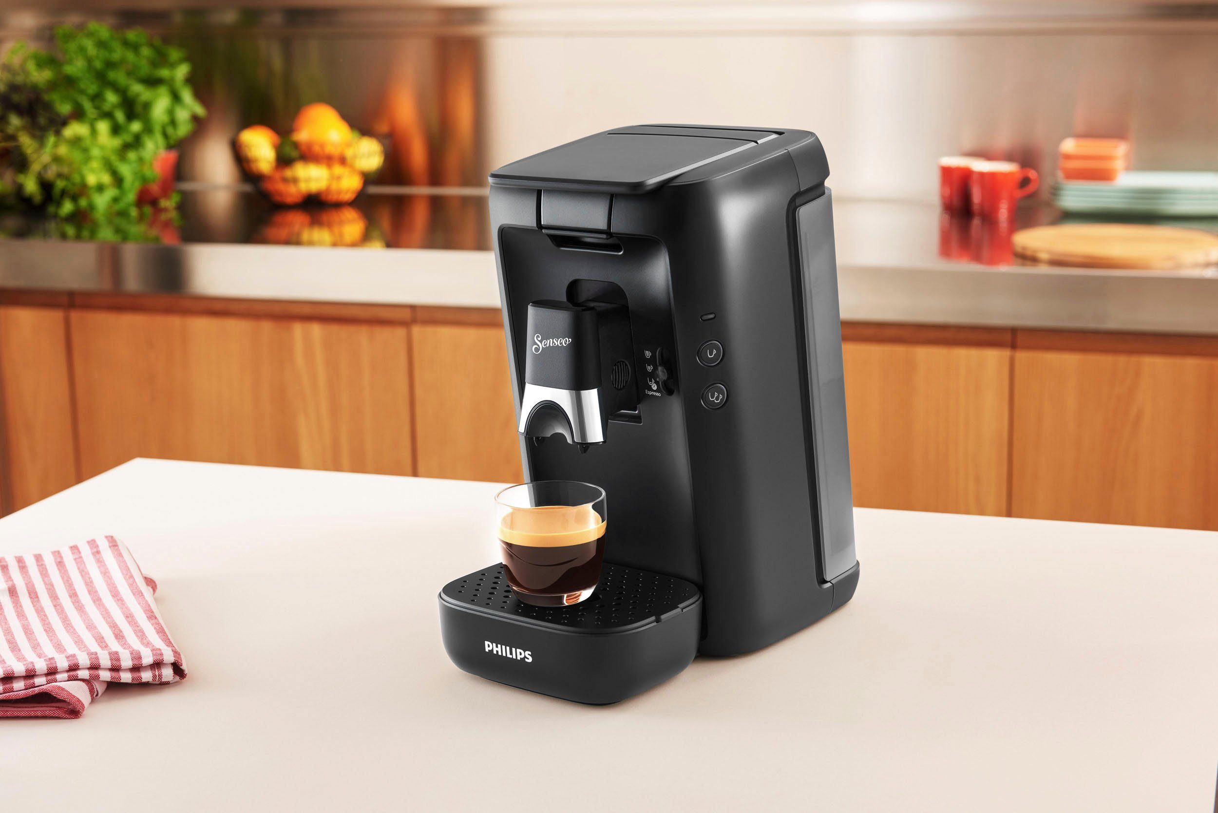 64 CSA260/65, Philips 200 Maestro Senseo Kaffeepadmaschine aus kaufen +3 Pads bis Plastik, und Memo-Funktion, € recyceltem zurückerhalten 80% Senseo Kaffeespezialitäten,