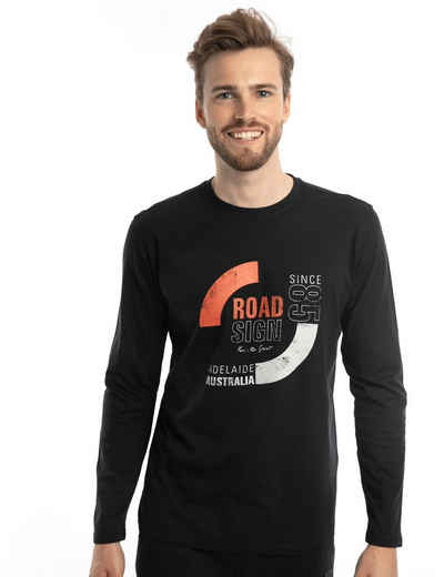 ROADSIGN australia Langarmshirt Adelaide (1, 1-tlg) mit Rundhalsausschnitt & modernen Aufdruck "Adelaide", 100 % Baumwolle