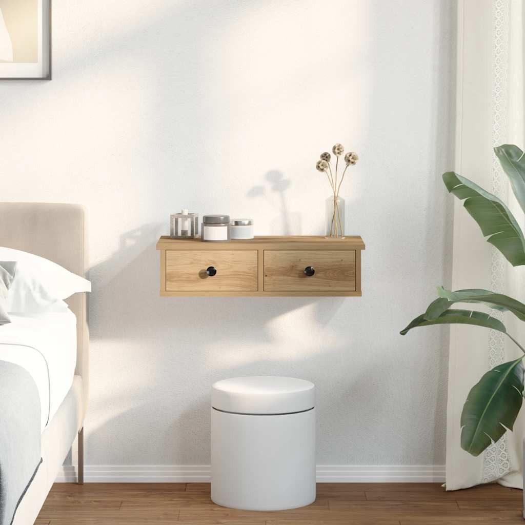 vidaXL Regal Wandregal mit Schubladen Artisan-Eiche günstig online kaufen