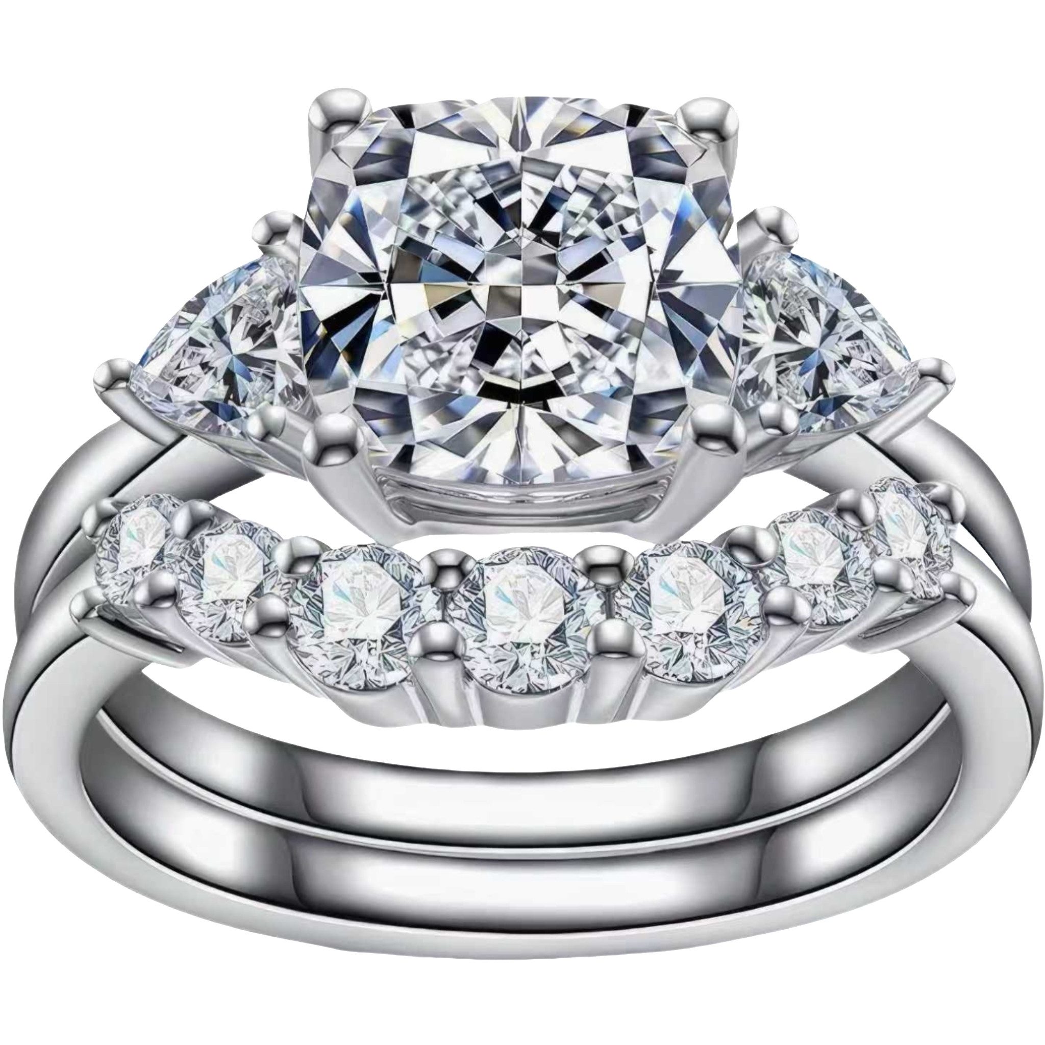 Jumpeak Diamantring Diamantring im Kissenschliff,1.5ct D Vs1 engagement ring,labordiamant, Damen-Ring-Set,mutter tags geschenk,liebes geschenk für sie