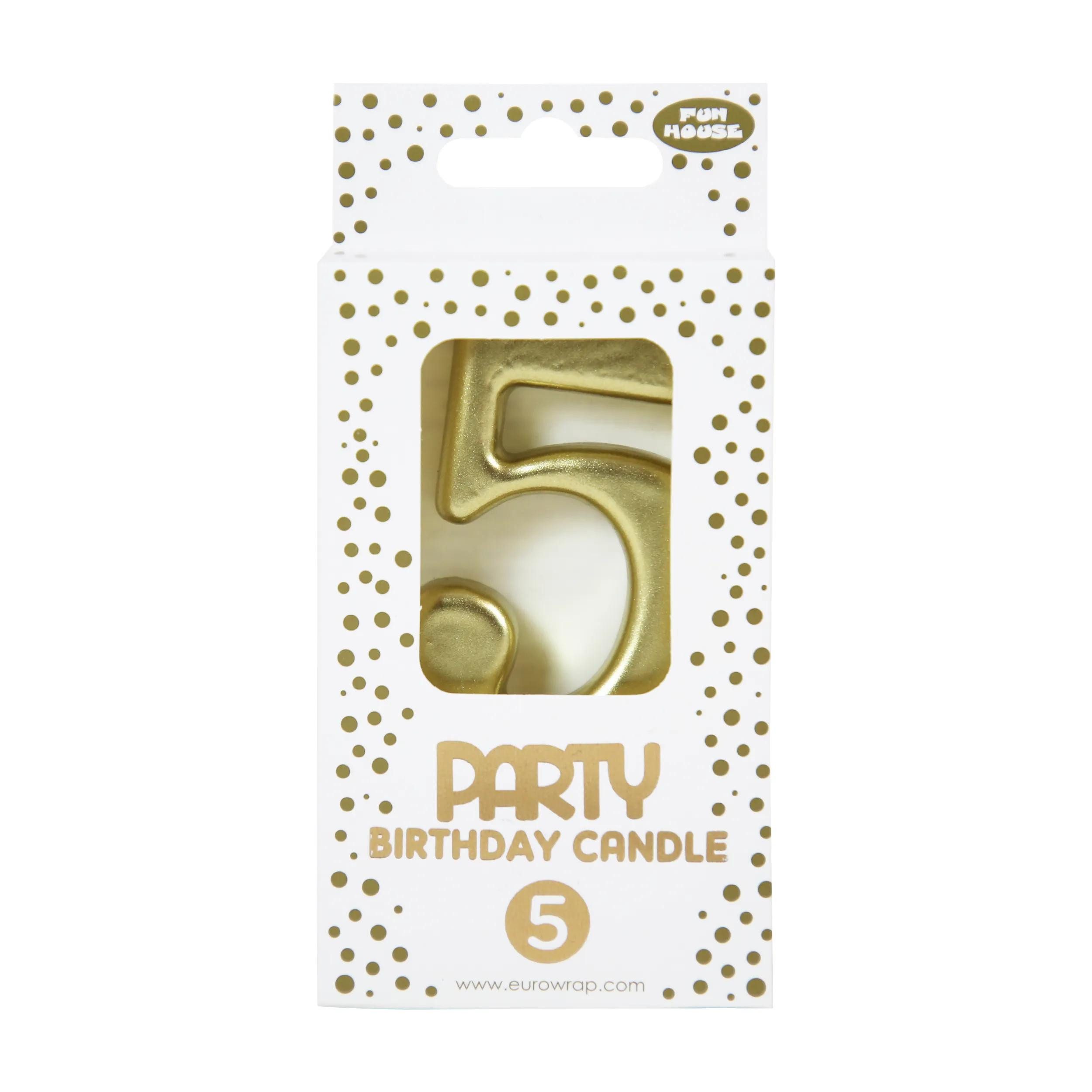 Kerzenhalter 6x Goldene Geburstagskerze 5 - 6,3x10,5 cm - Gold 33700-5C