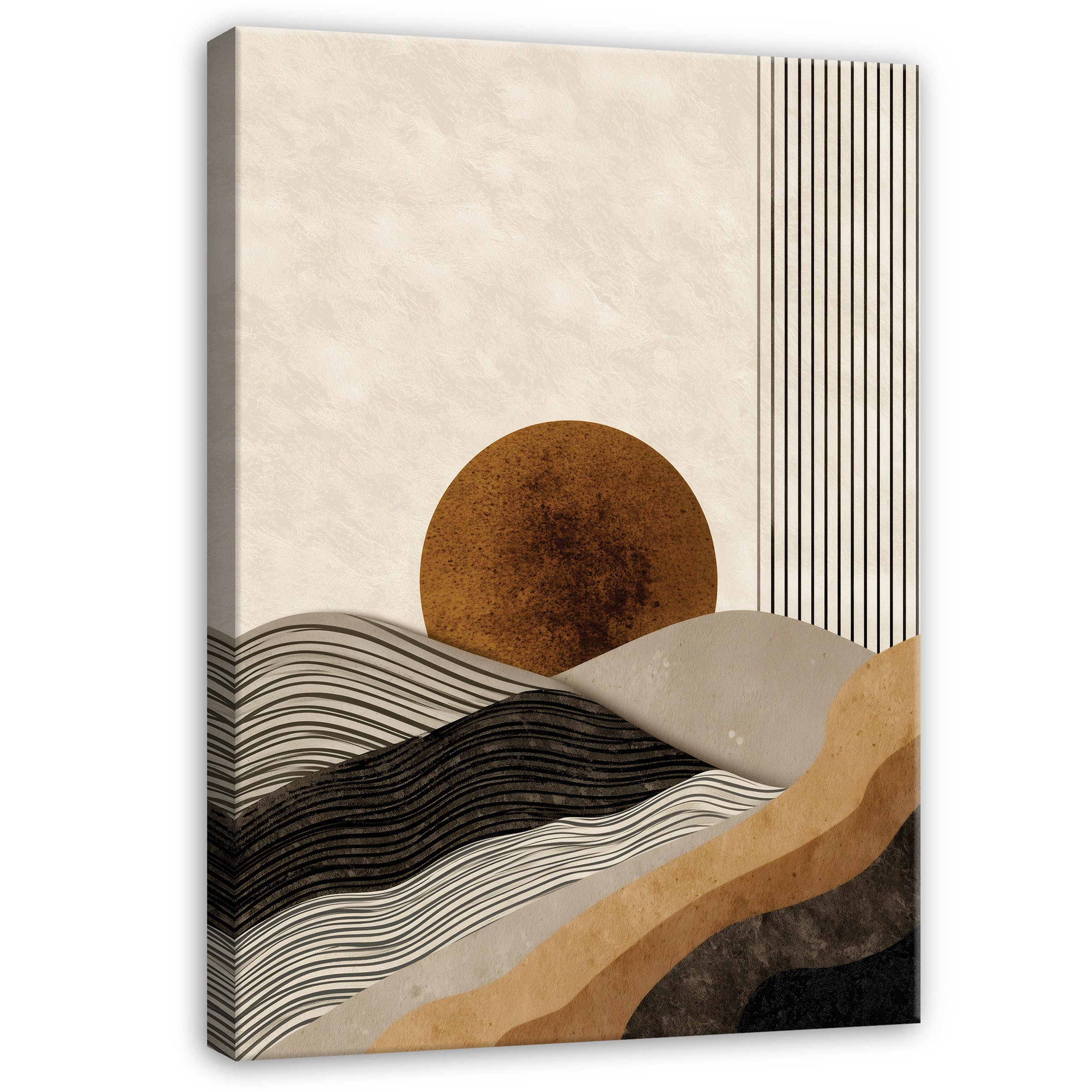Wallarena Leinwandbild Abstrakt Schwarz Weiß Modern Wandbilder Wand Deko XXL Bilder, Abstrakt (groß Bilder Wohnzimmer Schlafzimmer Einteilig, 1 St), Bilder Klein Wohnzimmer Schlafzimmer Küche Wandbild Wand Deko 40x30