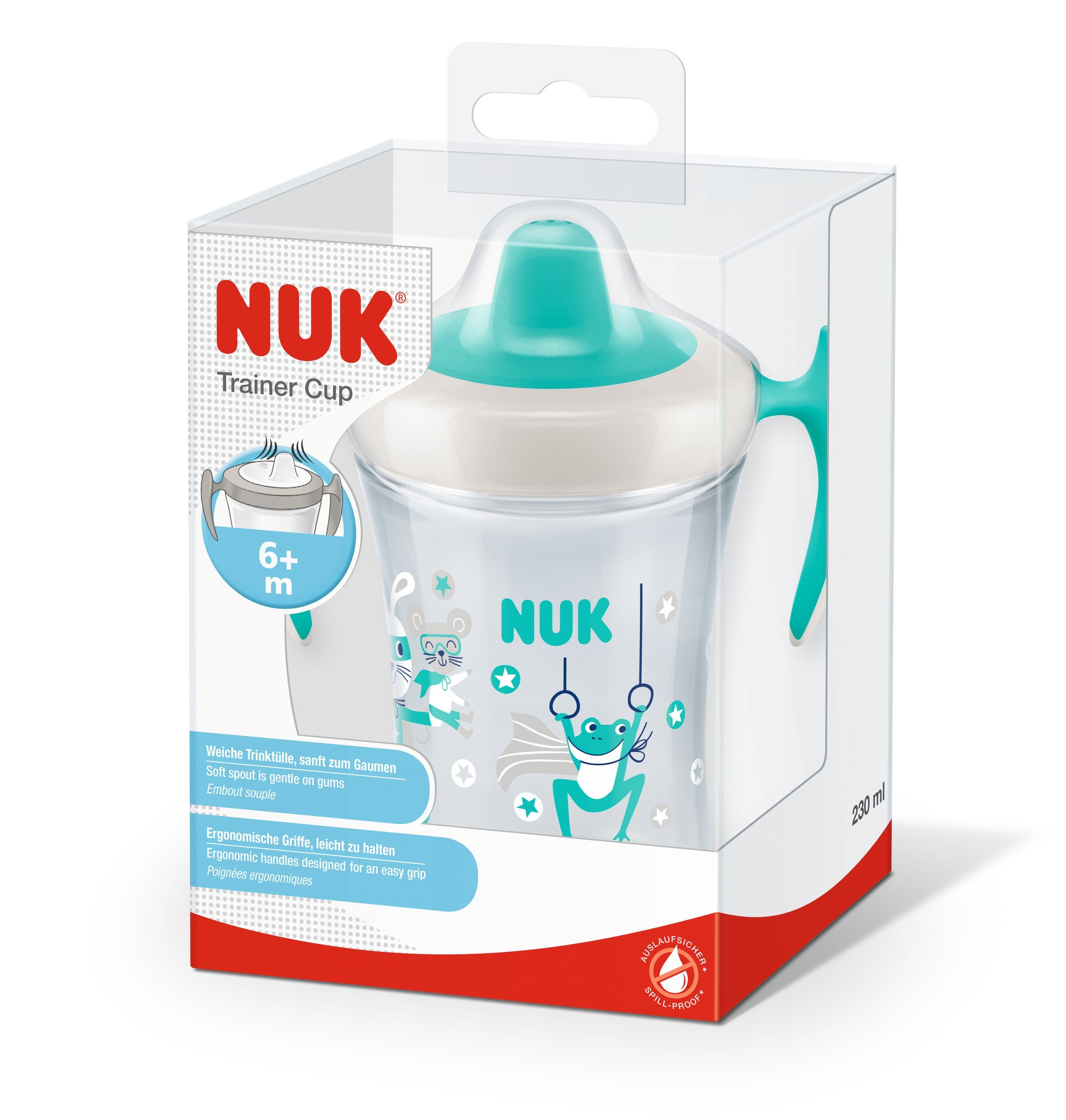 NUK Babyflasche NUK Trainer Cup 230 ml 10255610, ab 6 Monaten, BPA frei, türkis