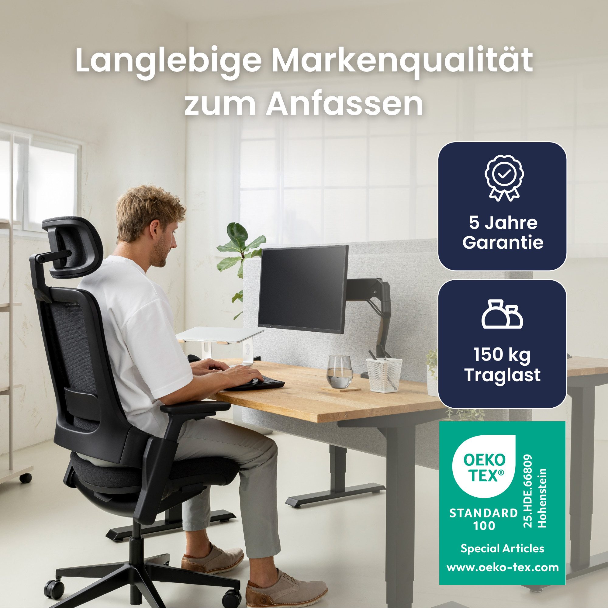 Ergotopia Bürostuhl ergonomischer Schreibtischstuhl NextBack, Drehstuhl mit 3D Armlehnen & verstellbarer Kopfstütze