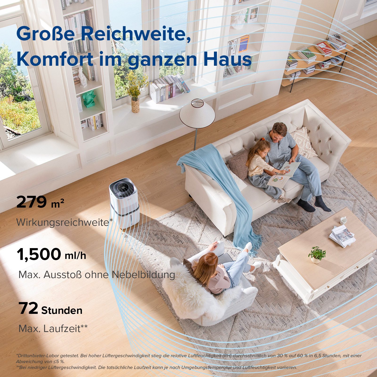 Levoit Luftbefeuchter 3 Geschwindigkeiten, Timerfunktion, Trocken-, Schlaf- & Auto-Modus, 22,70 l Wassertank, Check Filter & Kein Wasser Anzeige, Display Off & Lock Option
