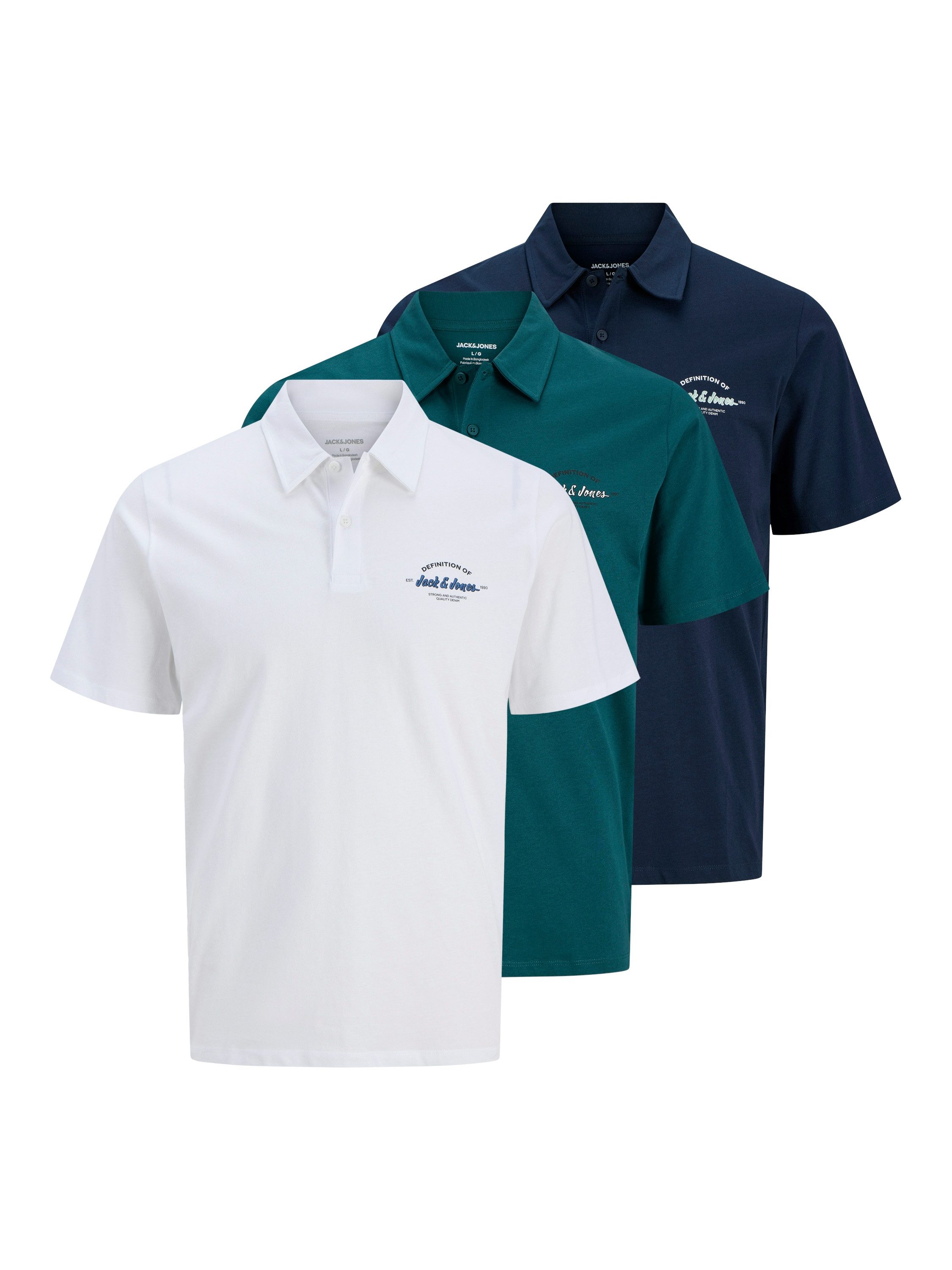 Jack & Jones Poloshirt JJBRANDON POLO SS 3PK MP (Packung, 3-tlg)