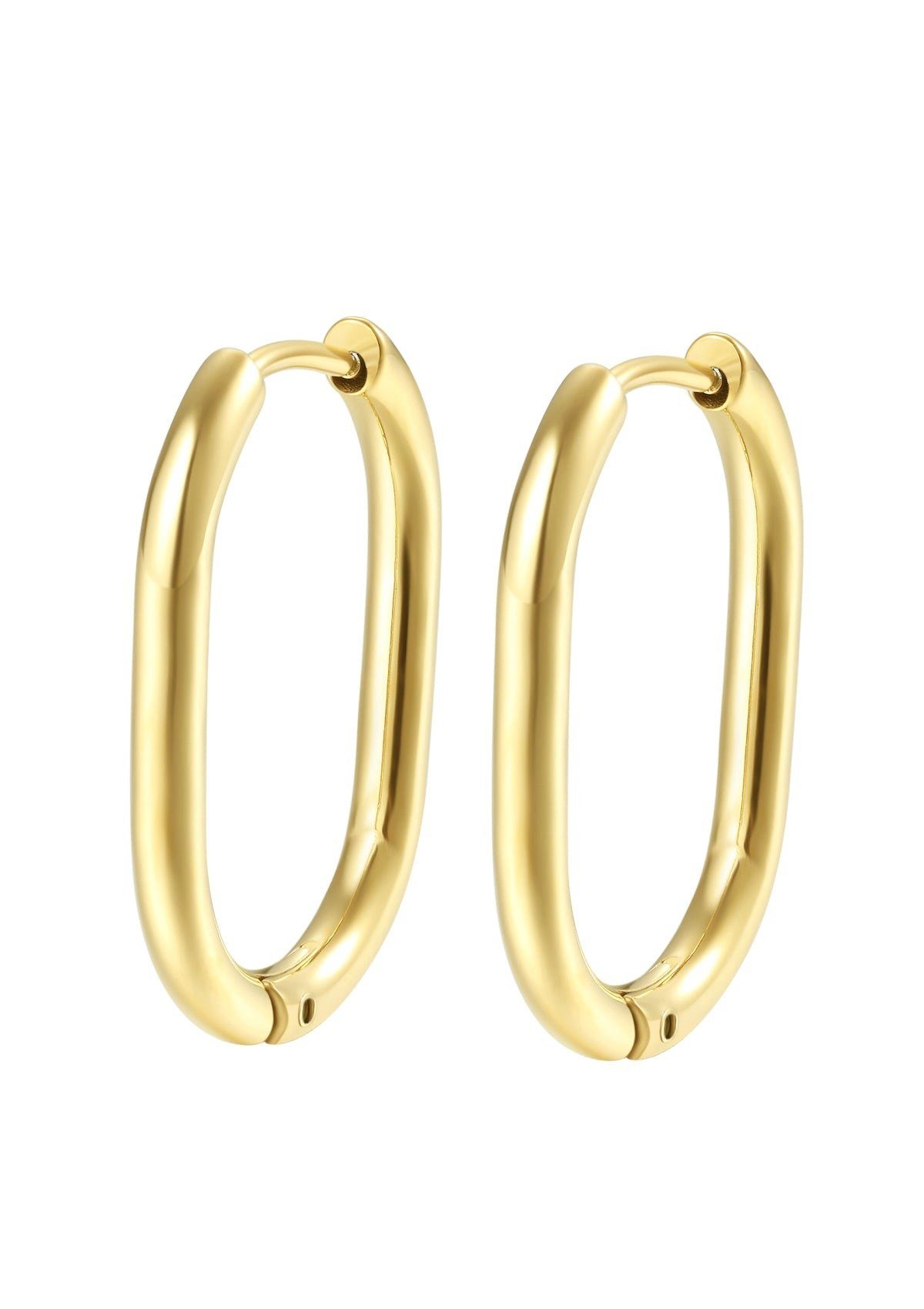 Hey Happiness Paar Creolen Oval Groß, Edelstahl Damen Ohrringe 18K Vergolde günstig online kaufen