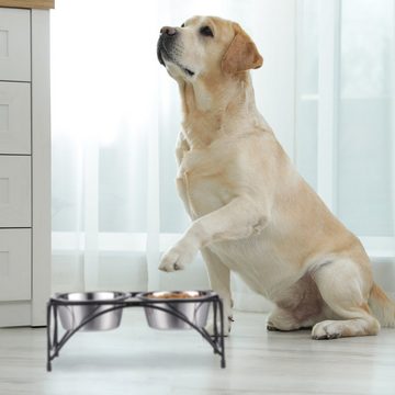 relaxdays Napf-Set Erhöhtes Hunde Napfset mit Halterung