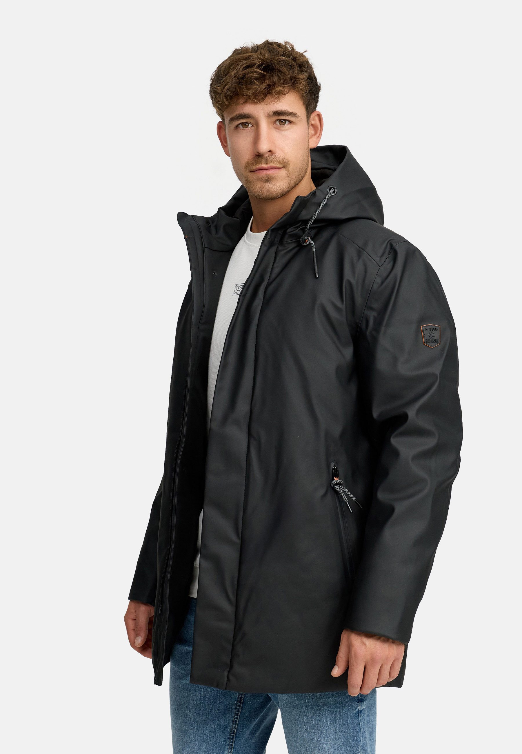 Indicode Winterjacke Herren INTeyler Wasserdichte Übergangsjacke mit verstellbarer Kapuze und wärmendem Fleecefutter