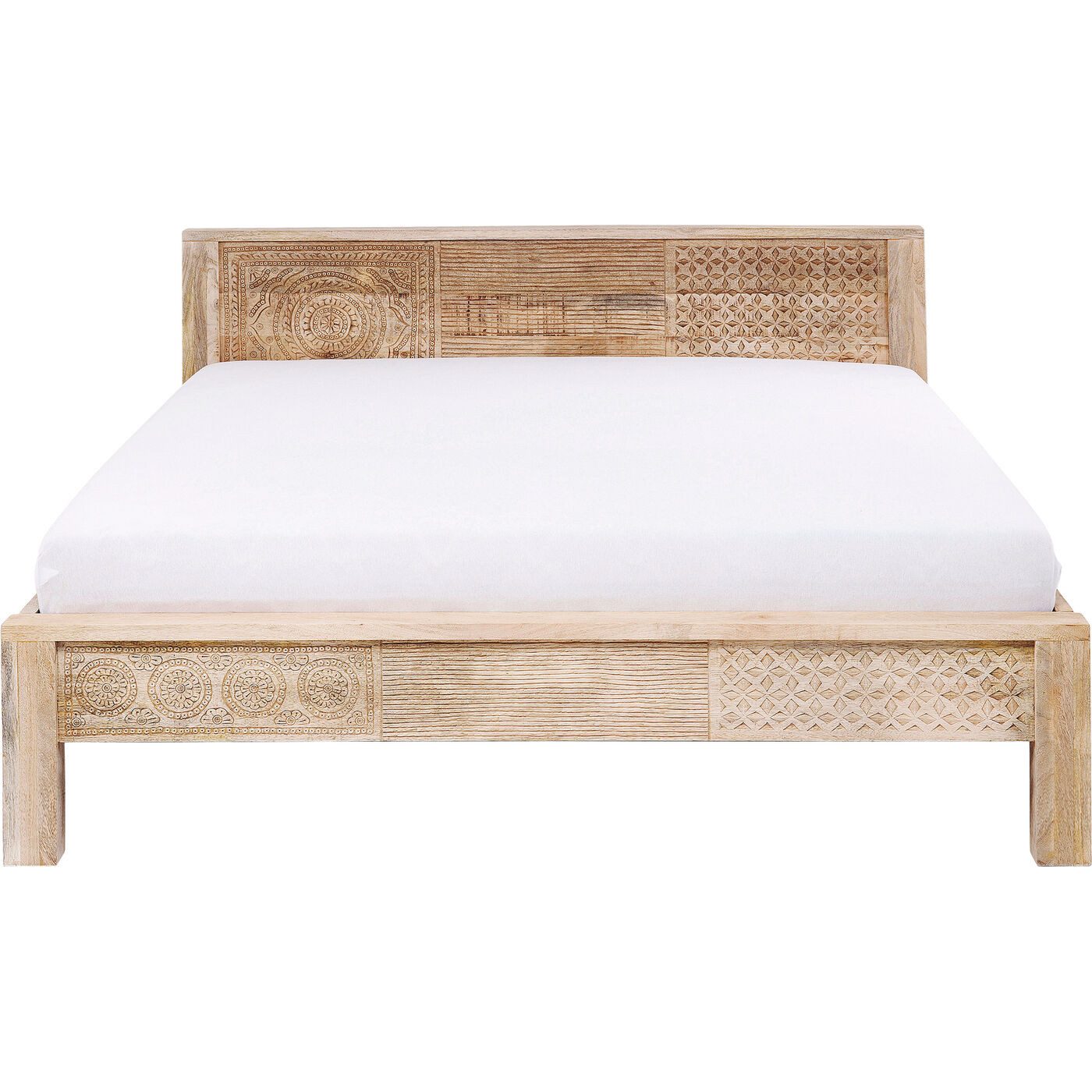 Kare Design Massivholzbett Puro, Massivholz, mit Schnitzereien, 180x200 cm
