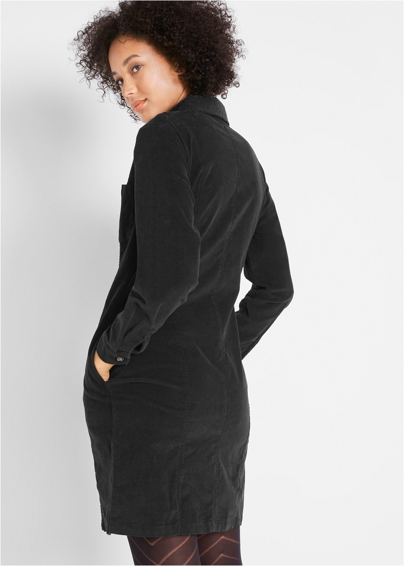 bonprix Hemdblusenkleid für Alltag, aus Baumwolle und Elasthan, mit Knopfleiste