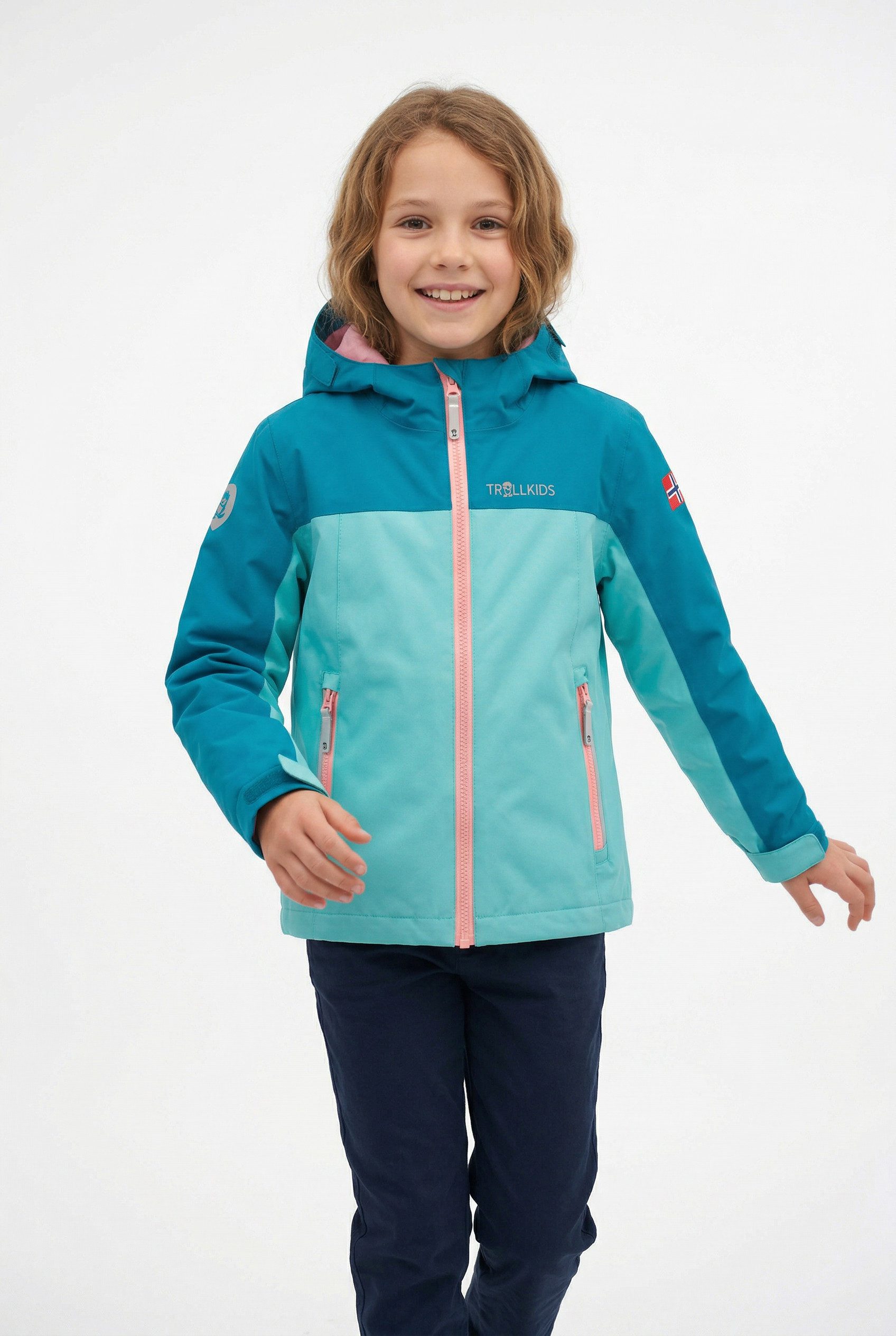 TROLLKIDS Regenjacke KIDS TELEMARK JACKET für sportliche Aktivitäten, wasserdicht, mit Mesh-Innenfutter