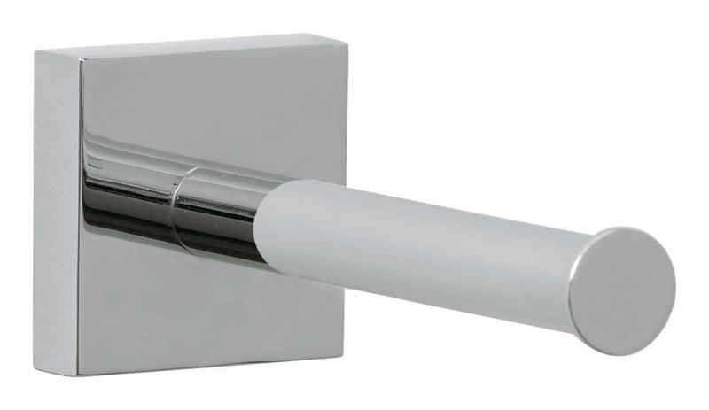 tesa Toiletten-Ersatzrollenhalter EKKRO Ersatzrollenhalter ohne Bohren - 5 cm : 12,5 cm : 5 cm (Packung, 1-St., inkl. Klebelösung), selbstklebender WC-Rollenhalter - chrom - silber glänzend