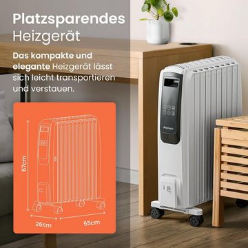 Pro Breeze Heizlüfter Premium Ölradiator energiesparend Thermostat Überhitzungsschutz, 2500 W