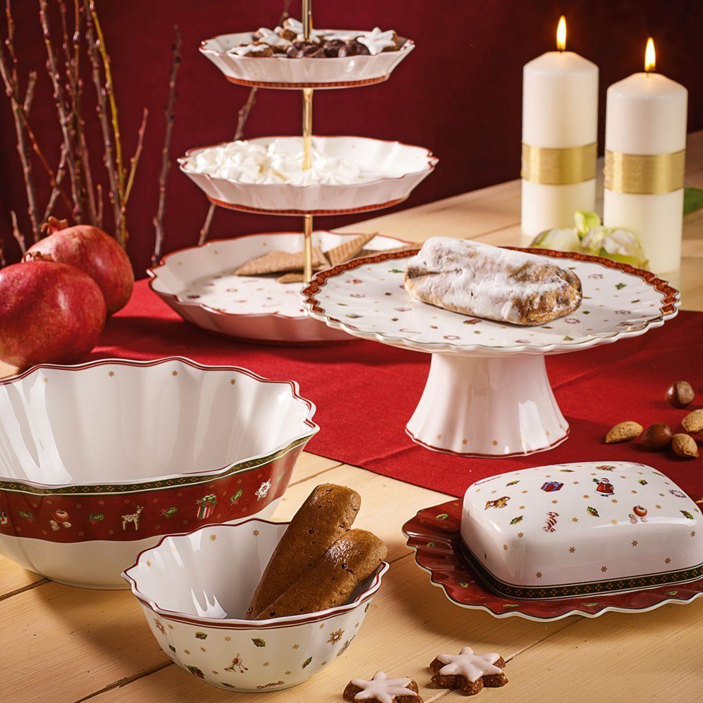 Villeroy & Boch Tortenplatte Toy's Delight kleine Kuchenplatte auf Fuß, Porzellan, (1-tlg), Premium Porcelain, 1 Stck, Handw., mikrow.sicher