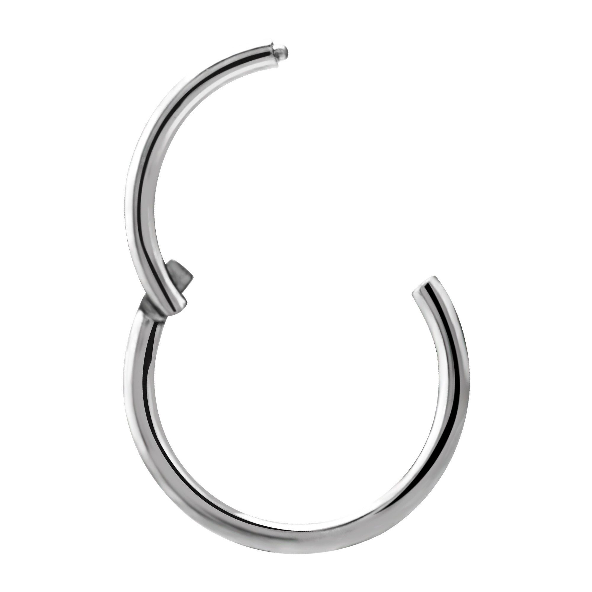 Karisma Nasenpiercing Edelstahl 316L Hinged Segmentring Charnier/Conch Clicker Ring Piercing Ohrring Stärke 1,2mm Farbwahl - 1,2x6mm, Silber