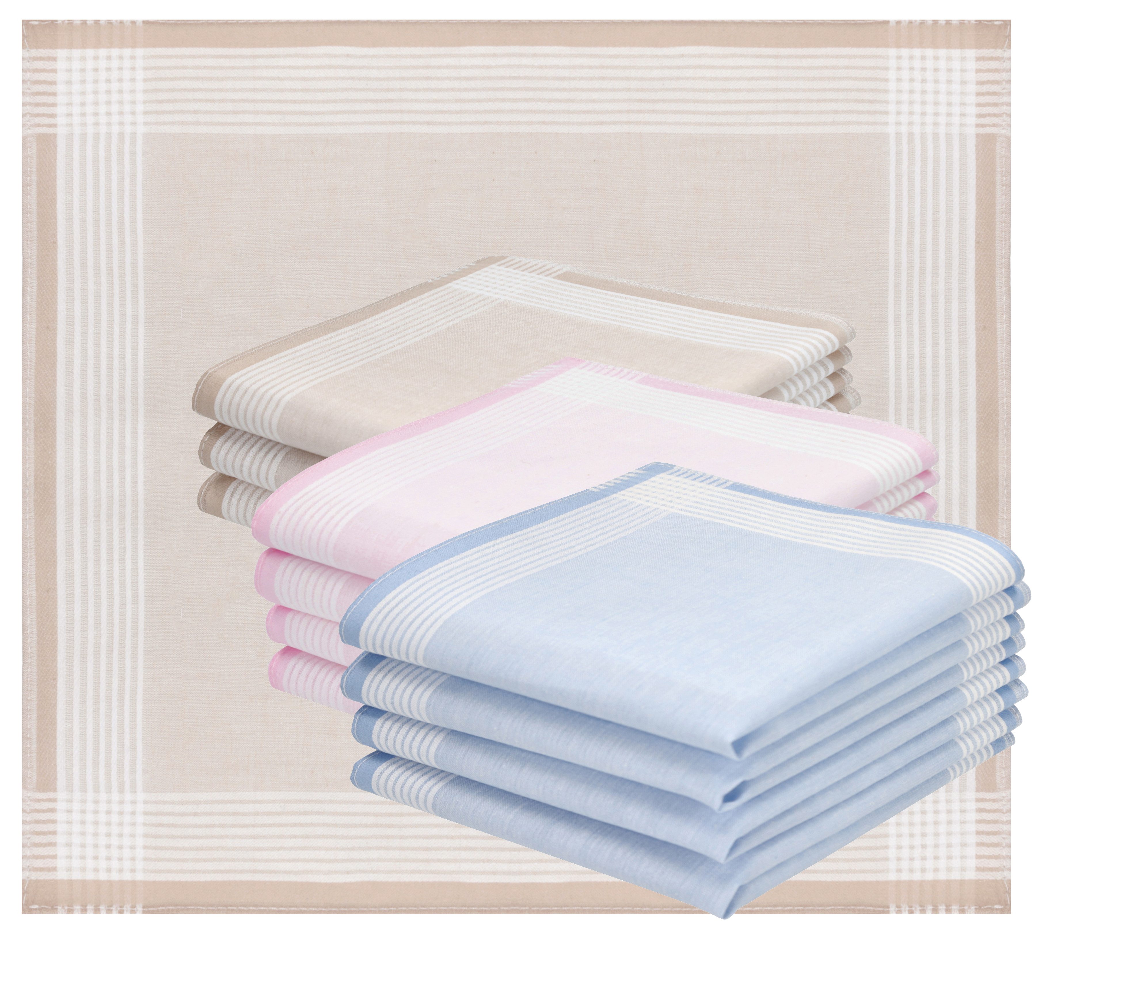 Betz Taschentuch 12er Damen Stoff Taschentücher Set Emma Größe ca. 28x28 cm, (12 Teile, 12-St. 12 Taschentücher)