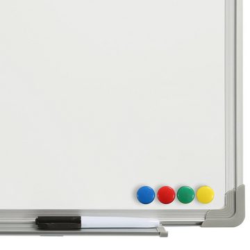 NYVI Magnettafel Whiteboard ECO Wandtafel mit Aluminium-Rahmen & Stiftablage, (1-tlg), Magnetisch & Beschreibbar, mit Marker und Magneten, Weißwandtafel