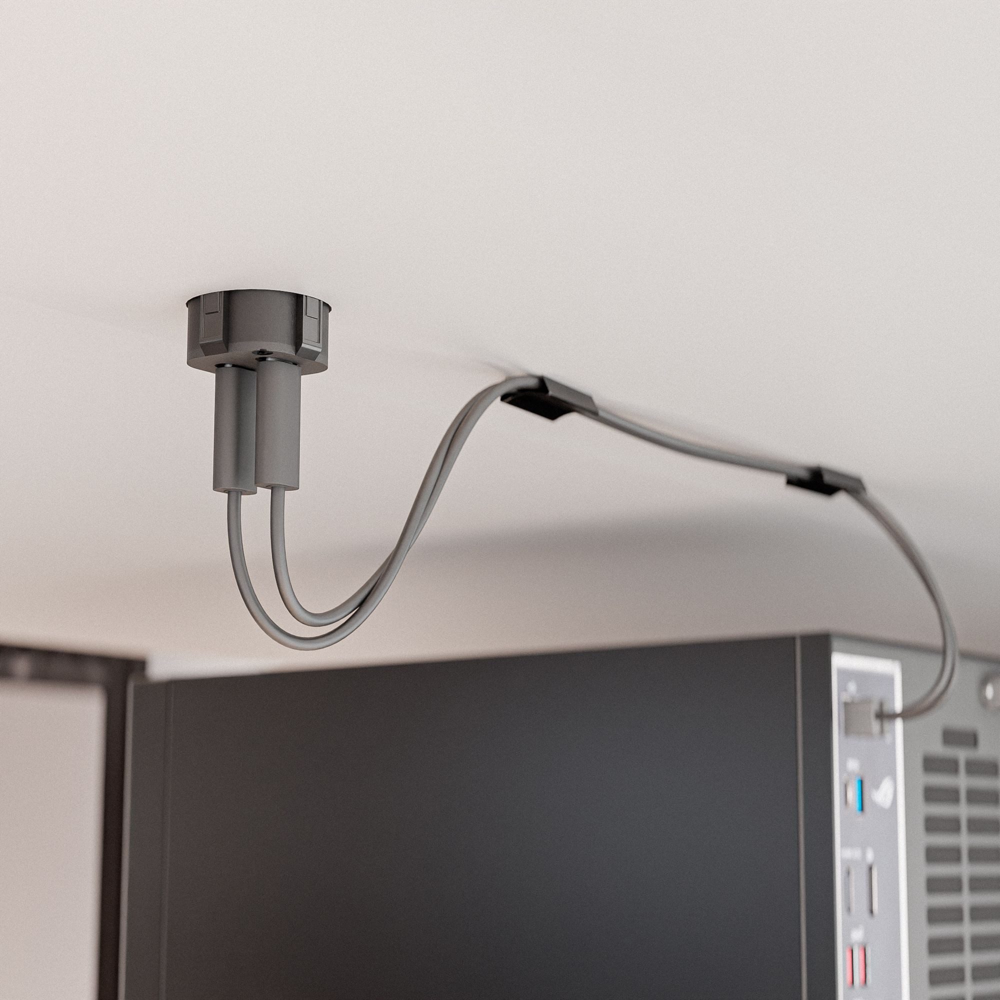 kalb Steckdose USB-C Einbau-Hub 2-Fach für Möbel & Tischplatten Schwarz o. Silbergrau