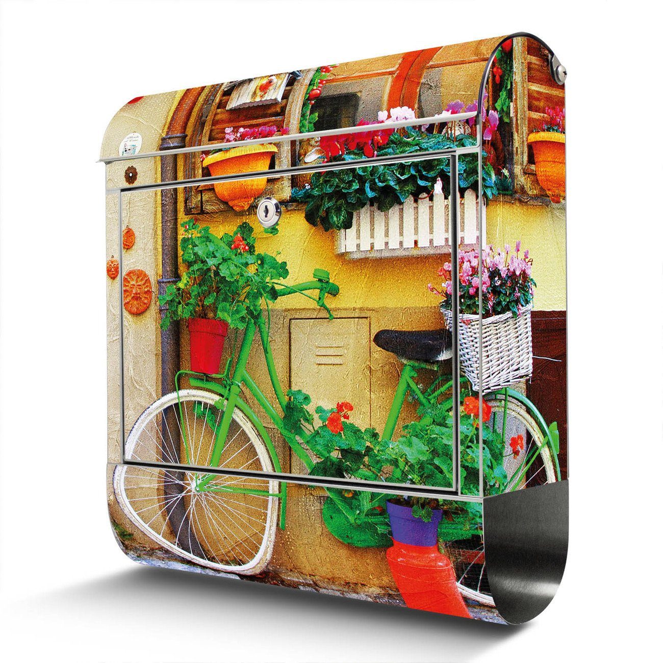 banjado design briefkasten mit motiv grünes fahrrad