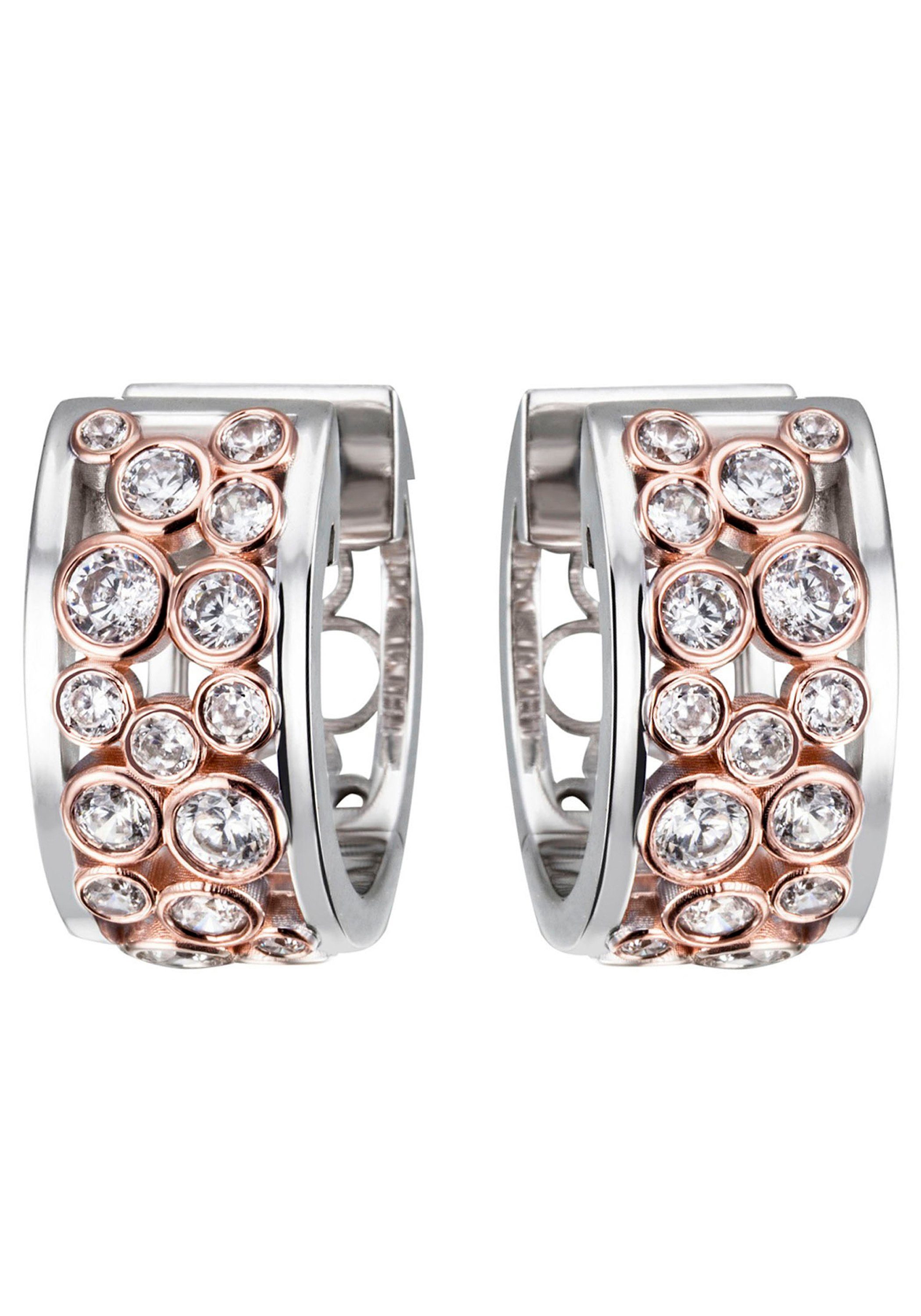 JOBO Paar Creolen, 925 Silber bicolor ve...