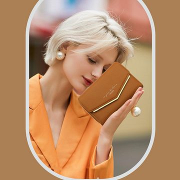 HNOOM Geldbörse Glatte Reißverschlüsse (Damenbrieftasche mit RFID-Schutz, Damenbrieftasche mit RFID-Schutz), Vielseitige stilvoll mit geräumigem Design und hochwertigem Material