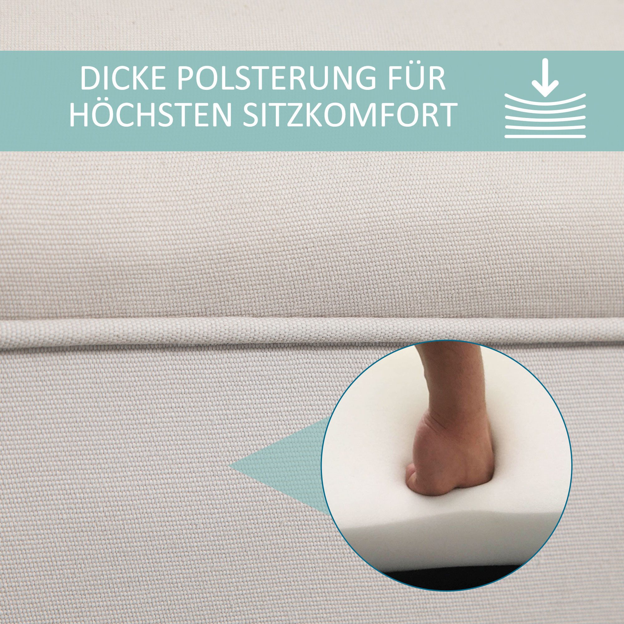 HOMCOM Polsterbank Sitzbank mit Segelstoff, Armlehne Flurbank mit Holzrahmen (Bettbank, 1-St., Sitzottomane), Grau, 102 x 36 x 51 cm – Bild 5 von 5
