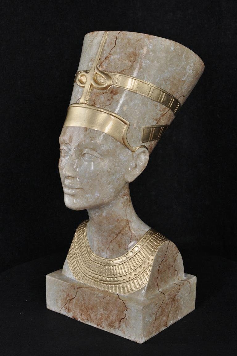 Nofretete Figut Skulptur JVmoebel Design 52cm Skulptur Beige Ägyptische Büste Statue