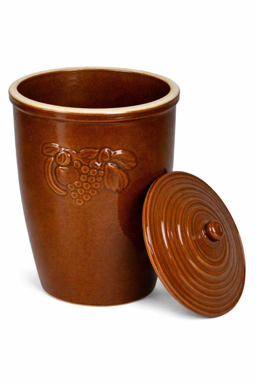 KERAZO Fermentationsglas 10L Rumtopf Einlegetopf Keramiktopf Mehrzwecktopf aus Steinzeug, braun, Keramik – Bild 2 von 5