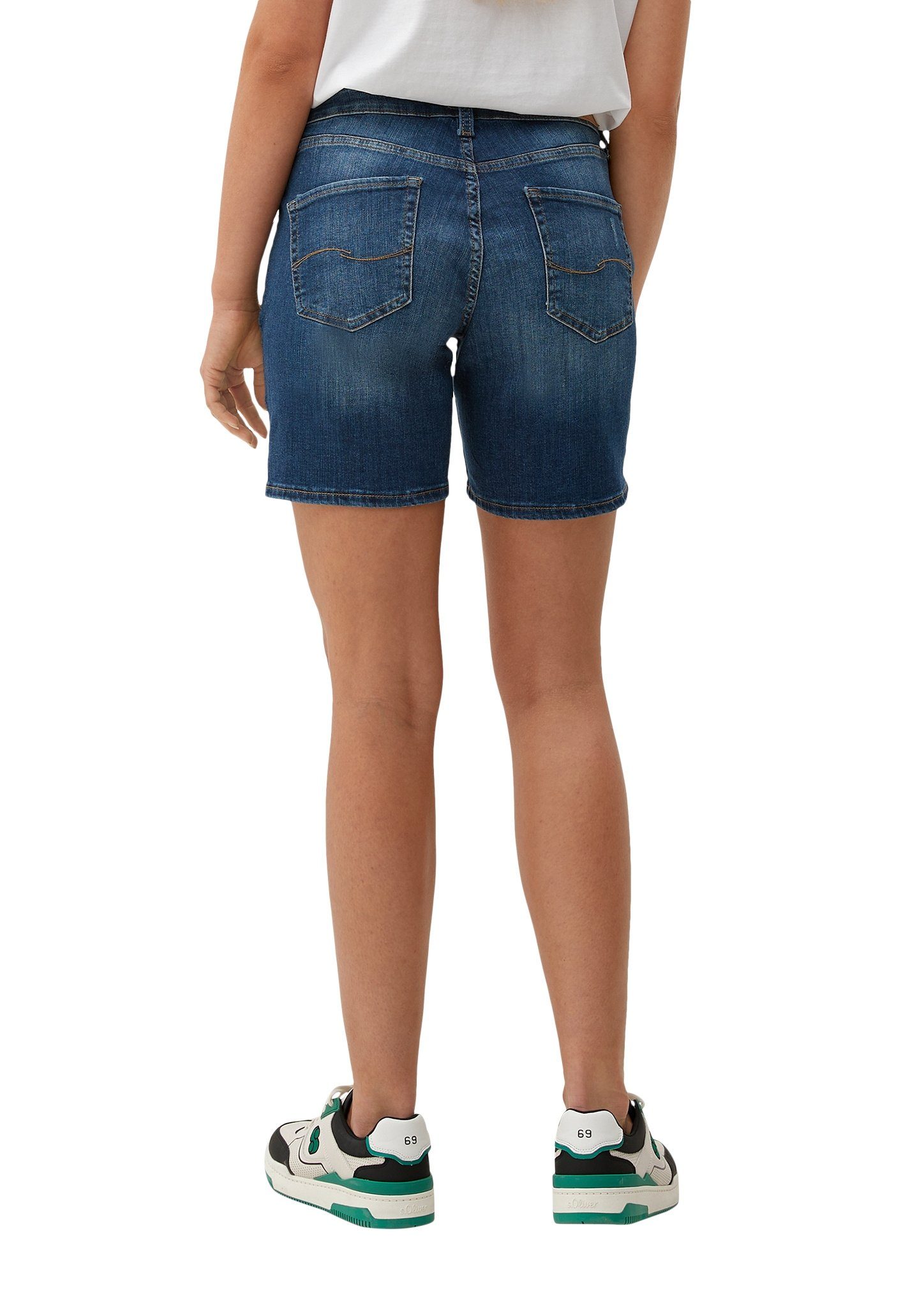 BLUE / Abby Slim Slim Jeans-Shorts Mid 53Z7 / Fit / Rise Jeansshorts Leg QS