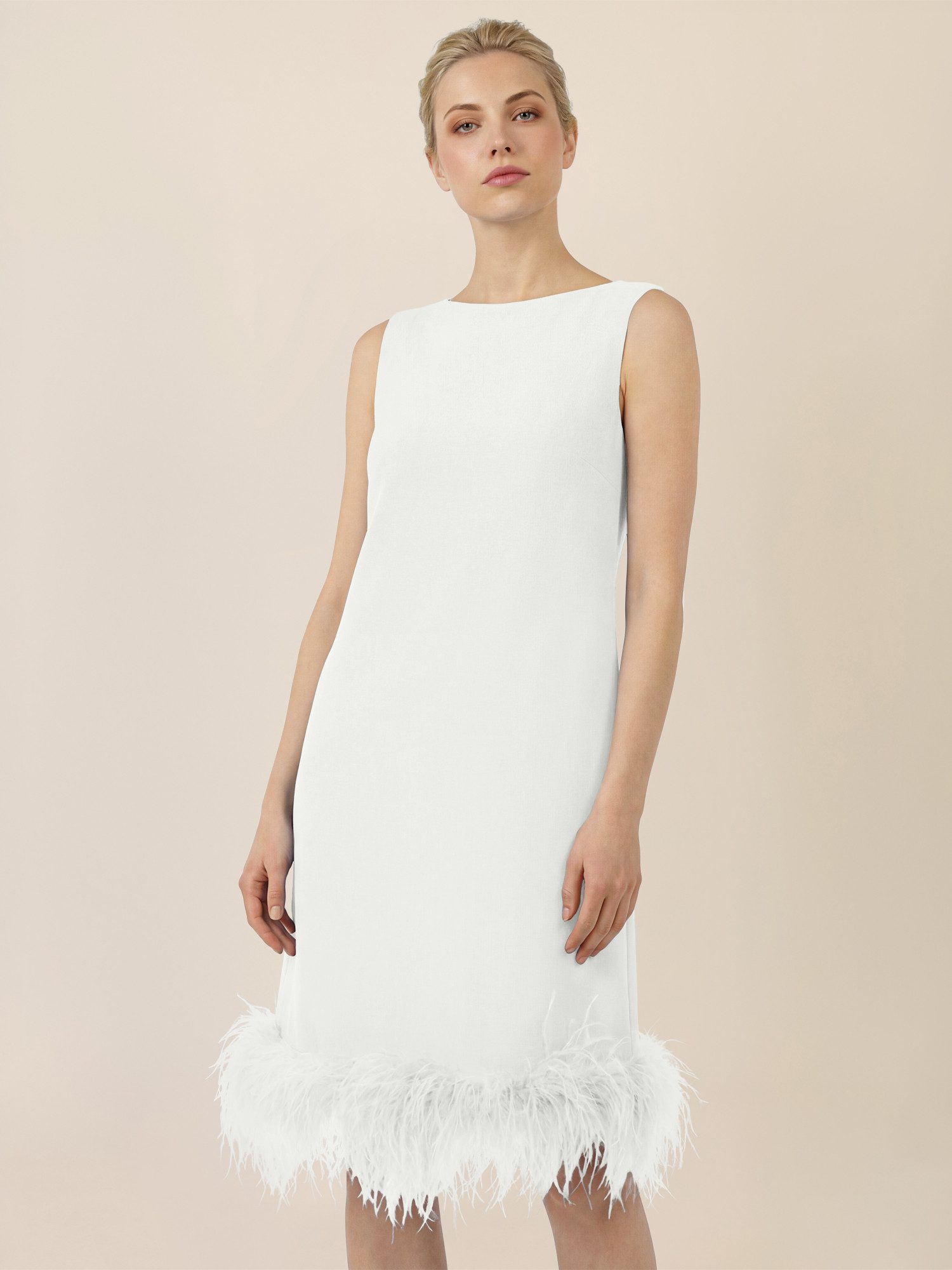 Apart Midikleid mit Federsaum