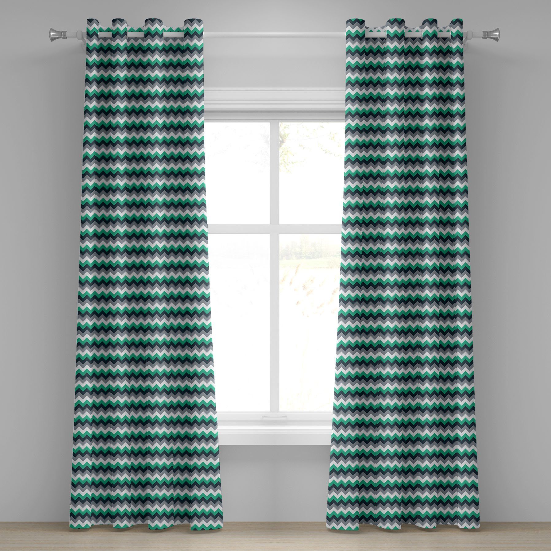 Gardine Dekorative 2-Panel-Fenstervorhänge für Schlafzimmer Wohnzimmer, Abakuhaus, Winkel Symmetrische Pfeile Streifen