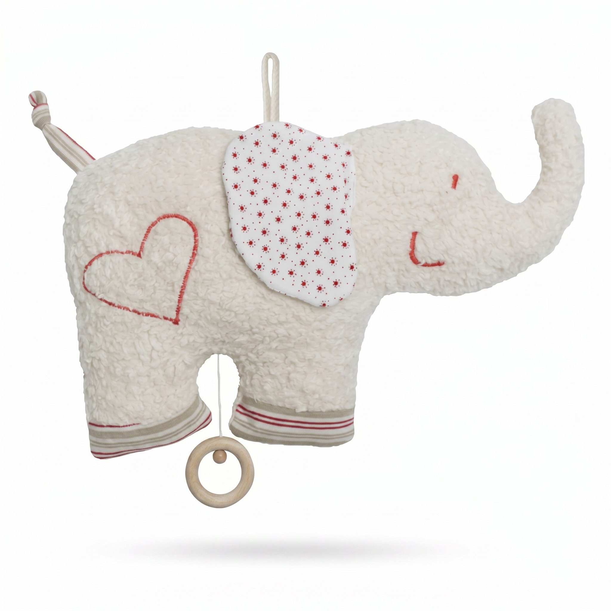 EFIE Spieluhr Elefant aus Bio-Baumwolle mit Schafwollfüllung, ca. 30 cm