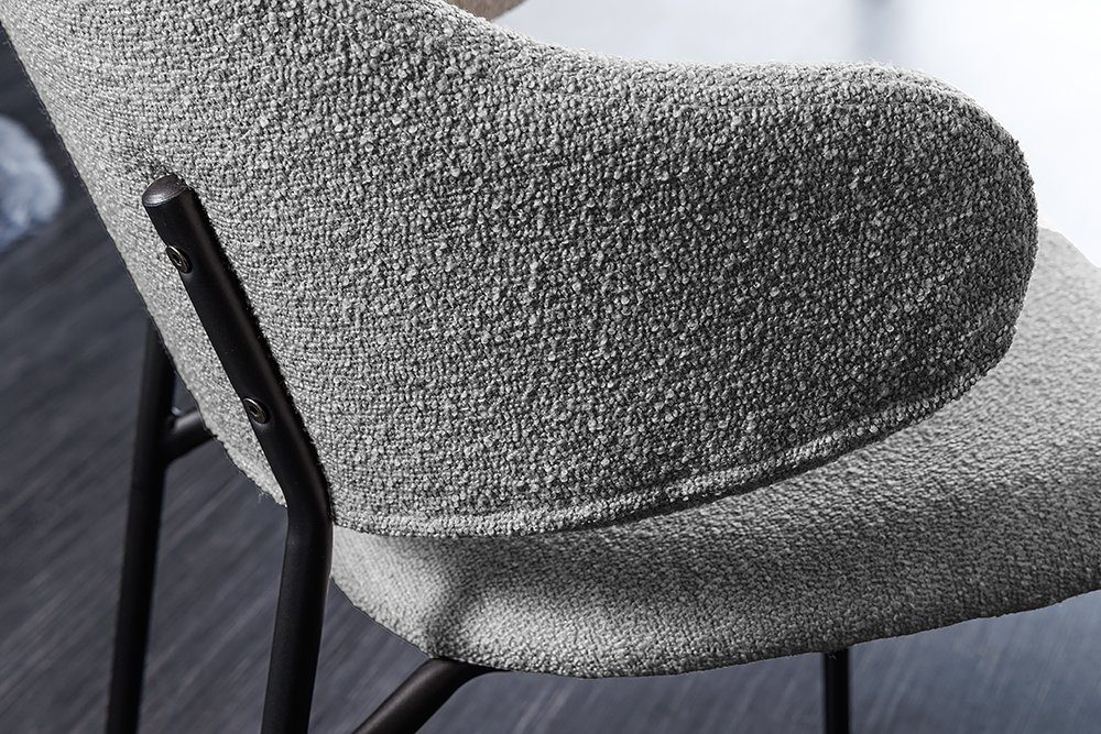riess-ambiente Armlehnstuhl VOGUE (Einzelartikel, · 1 grau Esszimmer · Design Armlehne schwarz / · Metall St), mit Bouclé · Retro