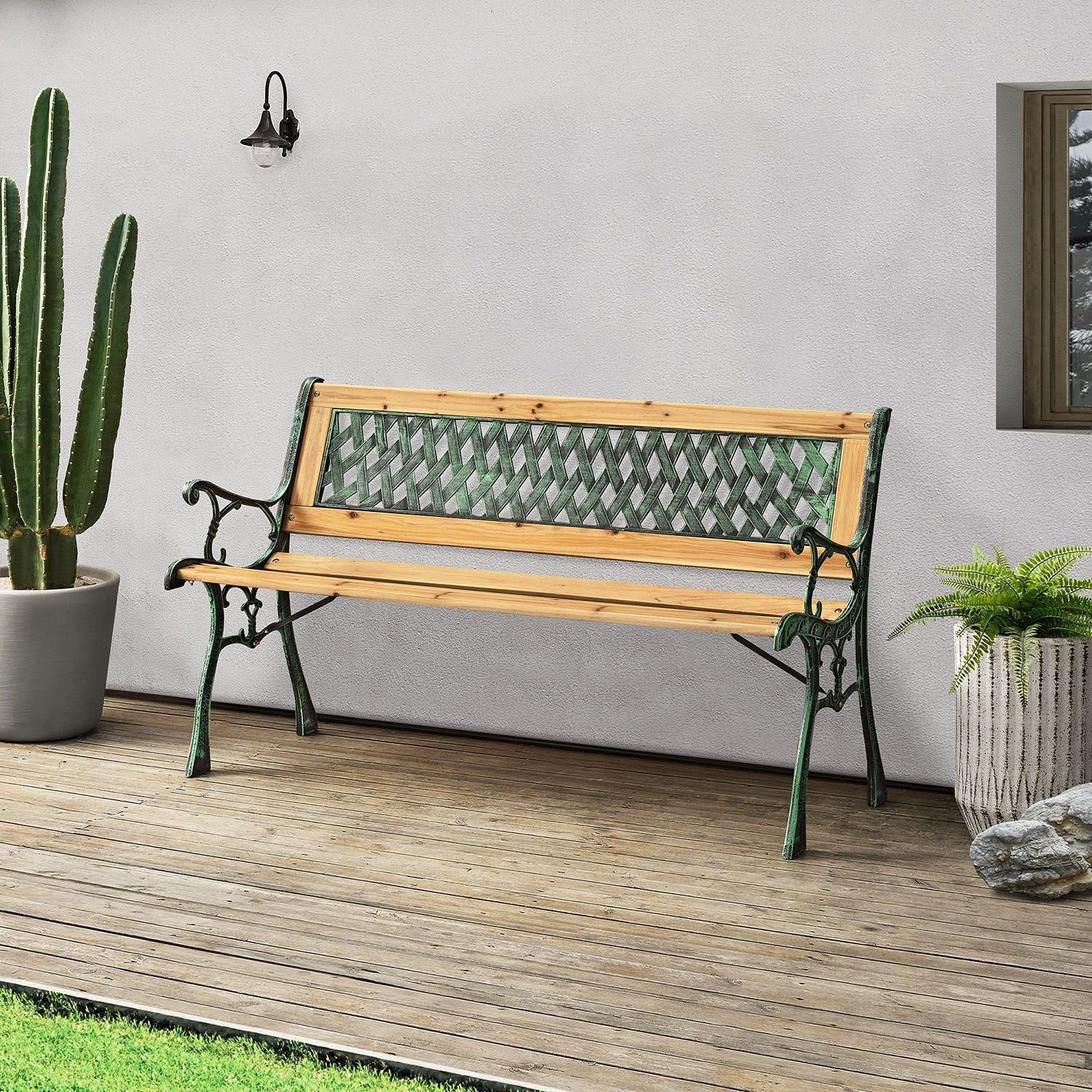 Juskys Gartenbank Pisa, bequeme Rückenlehne, wetterfeste günstig online kaufen
