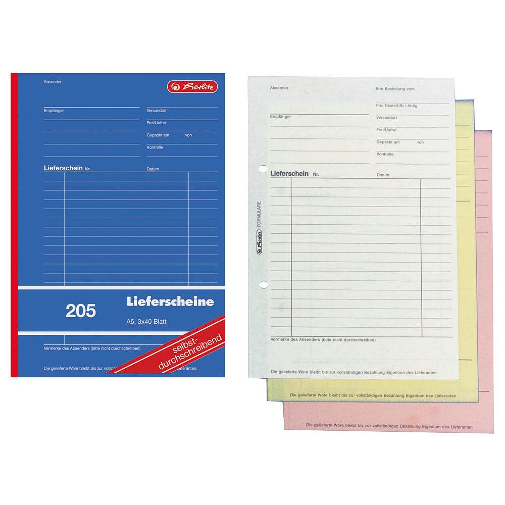 Formularblock herlitz 883546 Formularbuch "Liefer-/Empfangsschein 205", DIN A5
