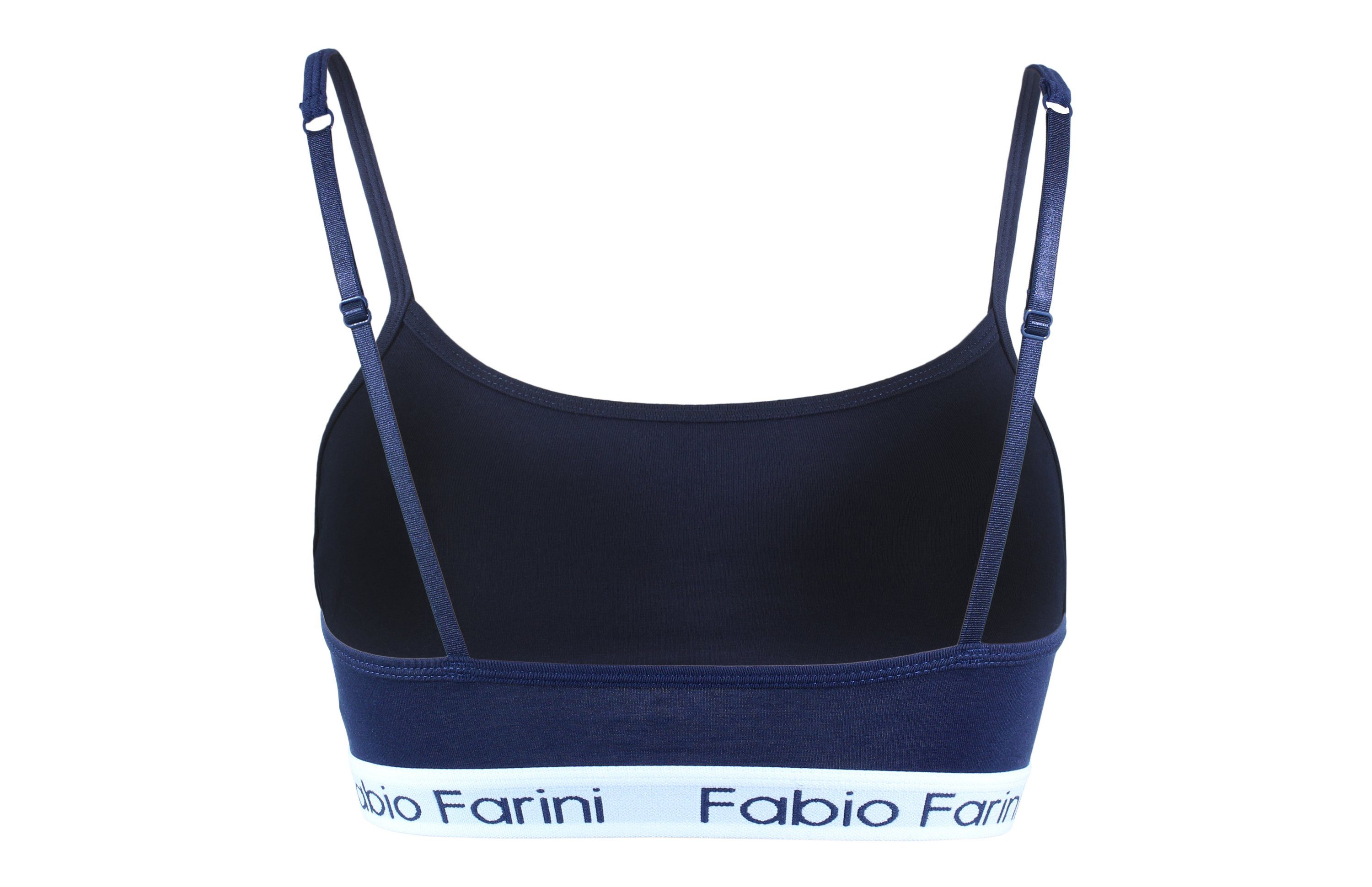 Fabio Farini Sport-BH Frauen Unterwäsche - Damen Sport-BH aus Baumwolle mit Strech-Anteil (Packung, 1-tlg) bügellos, mit Spaghettiträgern und Logo-Bund
