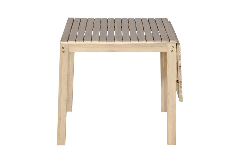 riess-ambiente Gartentisch BALI 110cm natur hell – Massivholz, ausklappbar, wetterfest (Einzelartikel, 1-St), ausklappbarer Outdoor-Holztisch im Naturton – ideal für kleine Balkone