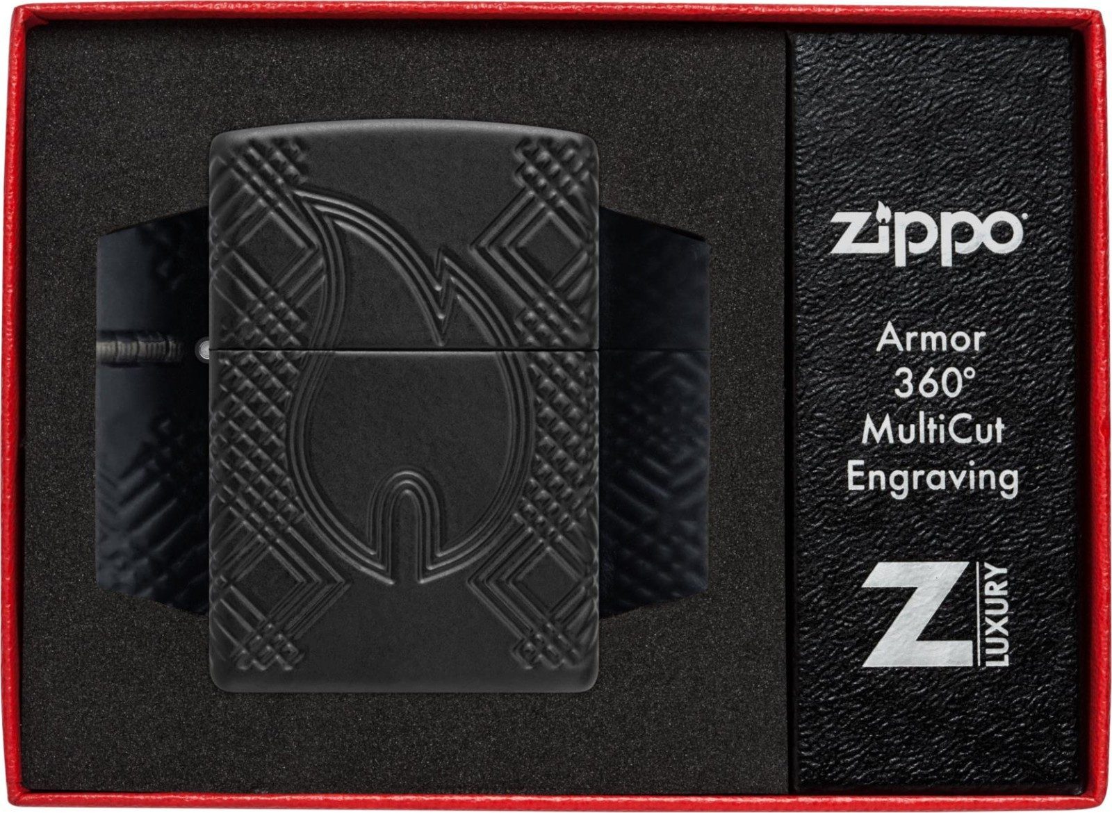 Zippo Feuerzeug Armor Case schwarz black Deep Carved Zippo Flame, Zippo das Original - Neuheit Herbst 2025