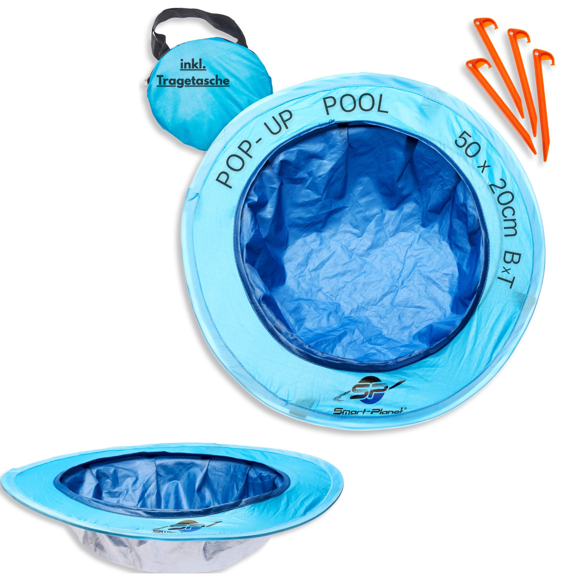 Smart-Planet Planschbecken Pop-Up Baby Pool Planschbecken für Strand 50x20cm inkl. Tasche, Faltbar