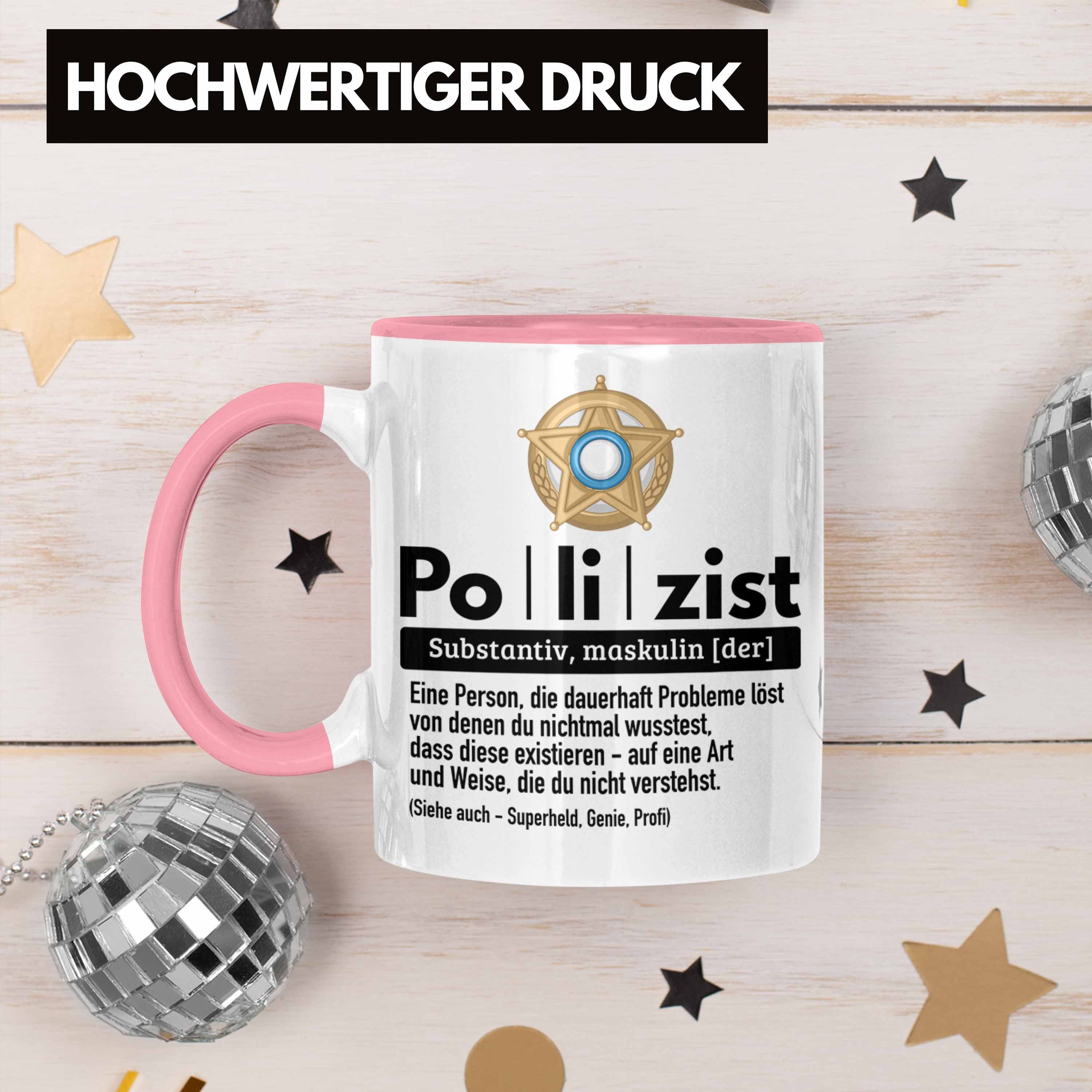 Geschenk Definition Lustiger Spruch Tasse Bester Polizei Polizist Trendation Tasse Rosa