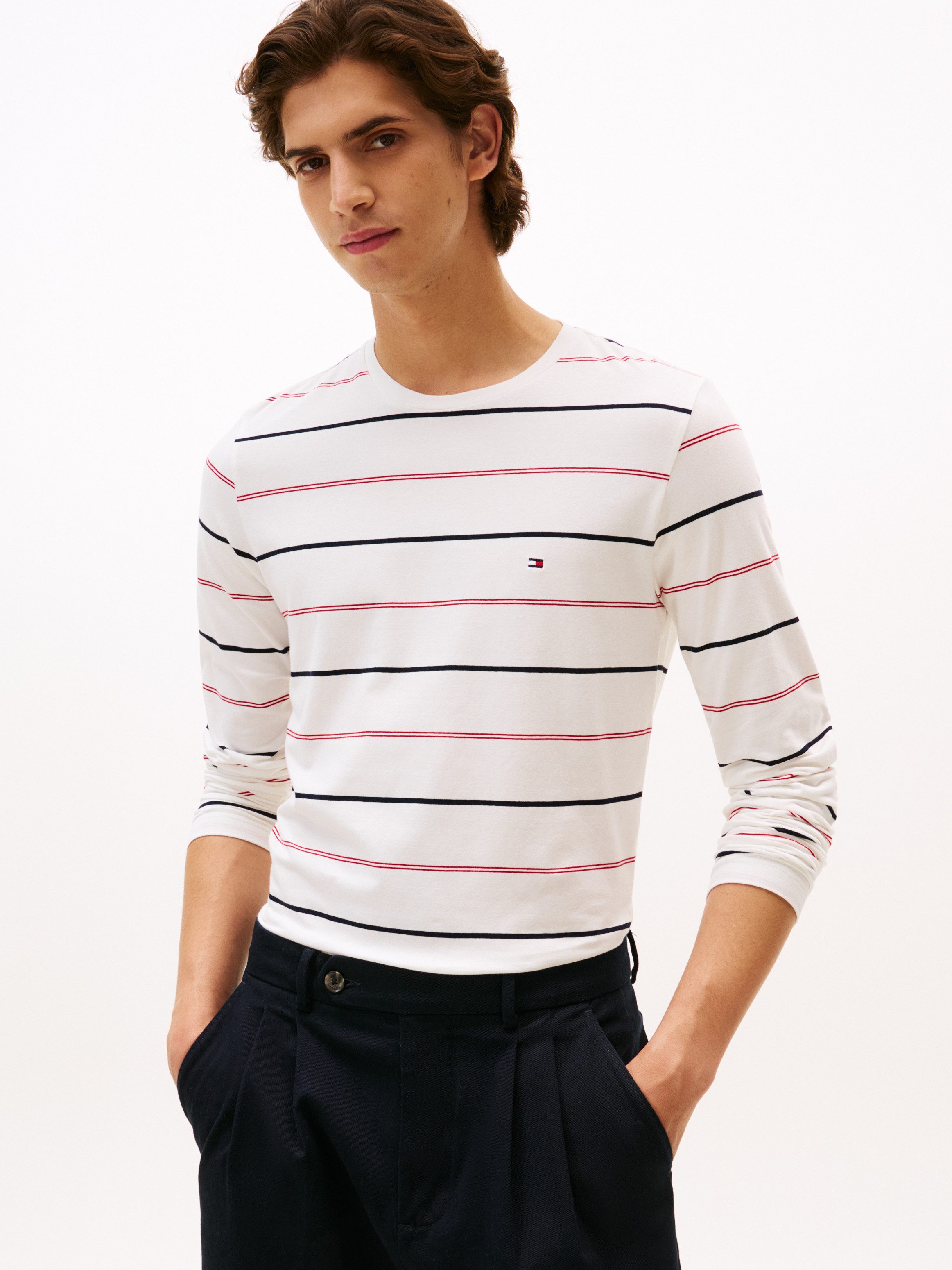 Tommy Hilfiger Longsleeve STRETCH SLIM STRIPE Rundhals, slim fit, Jersey günstig online kaufen