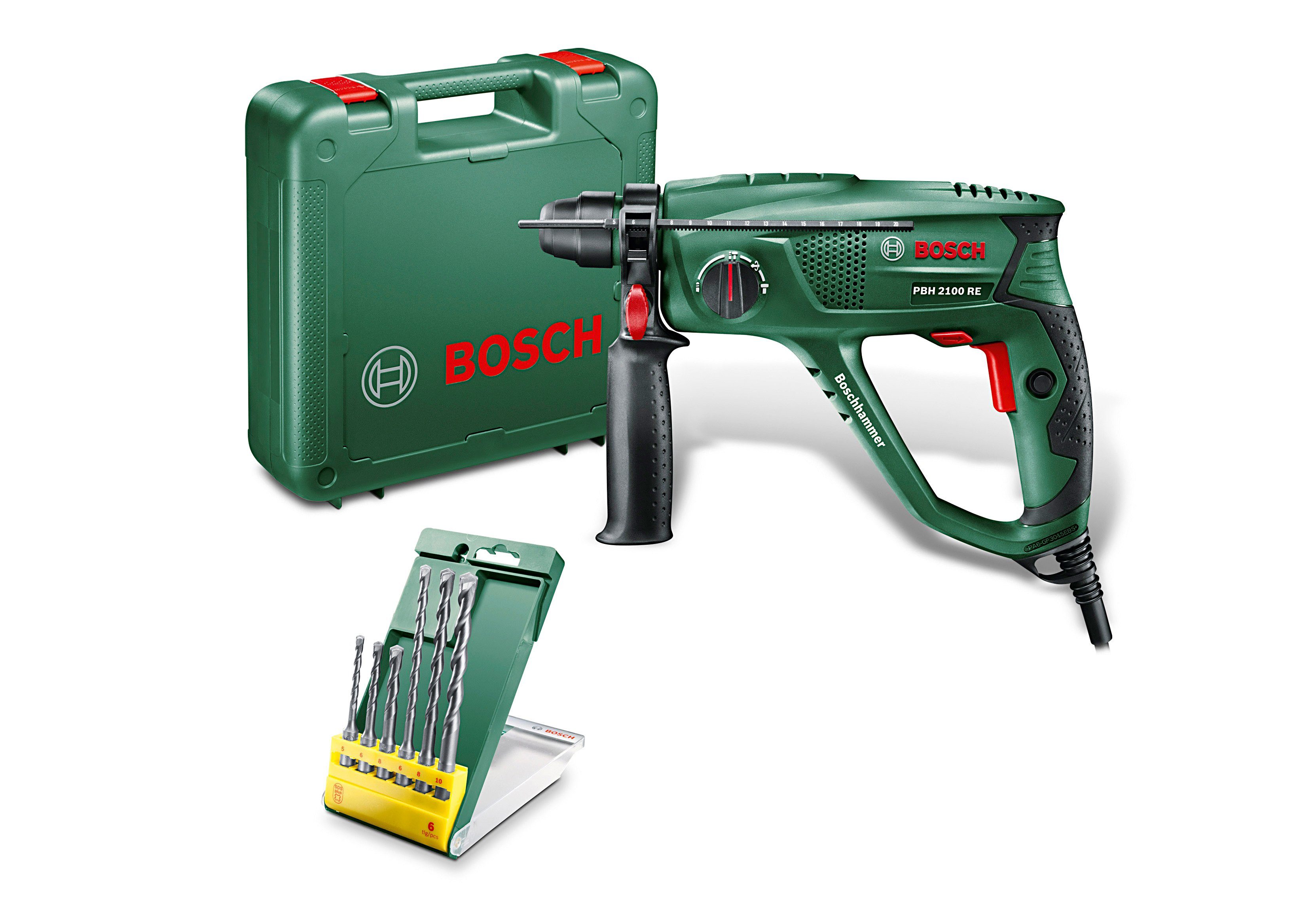 Bosch Home & Garden Bohrhammer »PBH 2100 RE«, 230 V, max. 2300 U/min, inkl.  6-tlg. Bohrer-Set online kaufen | OTTO