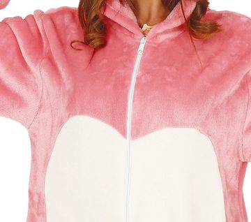 Fiestas Guirca Kostüm, Rosa Flamingo Onesie Damen Jumpsuit mit Kapuze und Schwanz