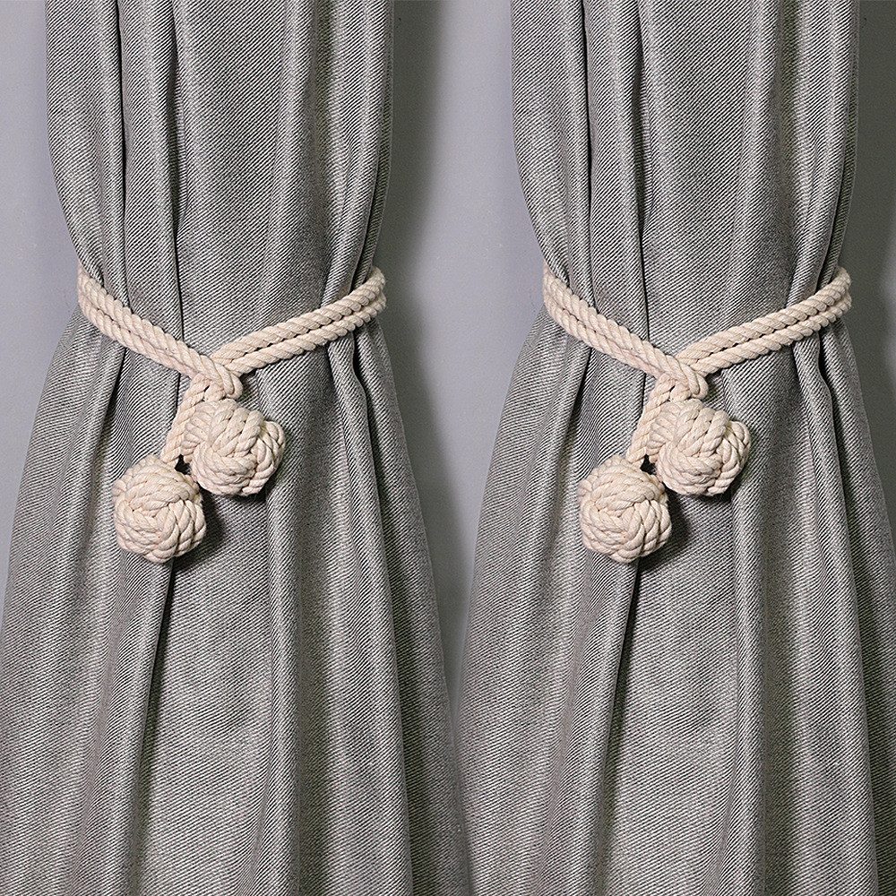 BYSURE Raffhalter, (2-tlg), 2 Stück Vorhang Raffhalter Vorhang Zugband Handstricken Seil mit Ball