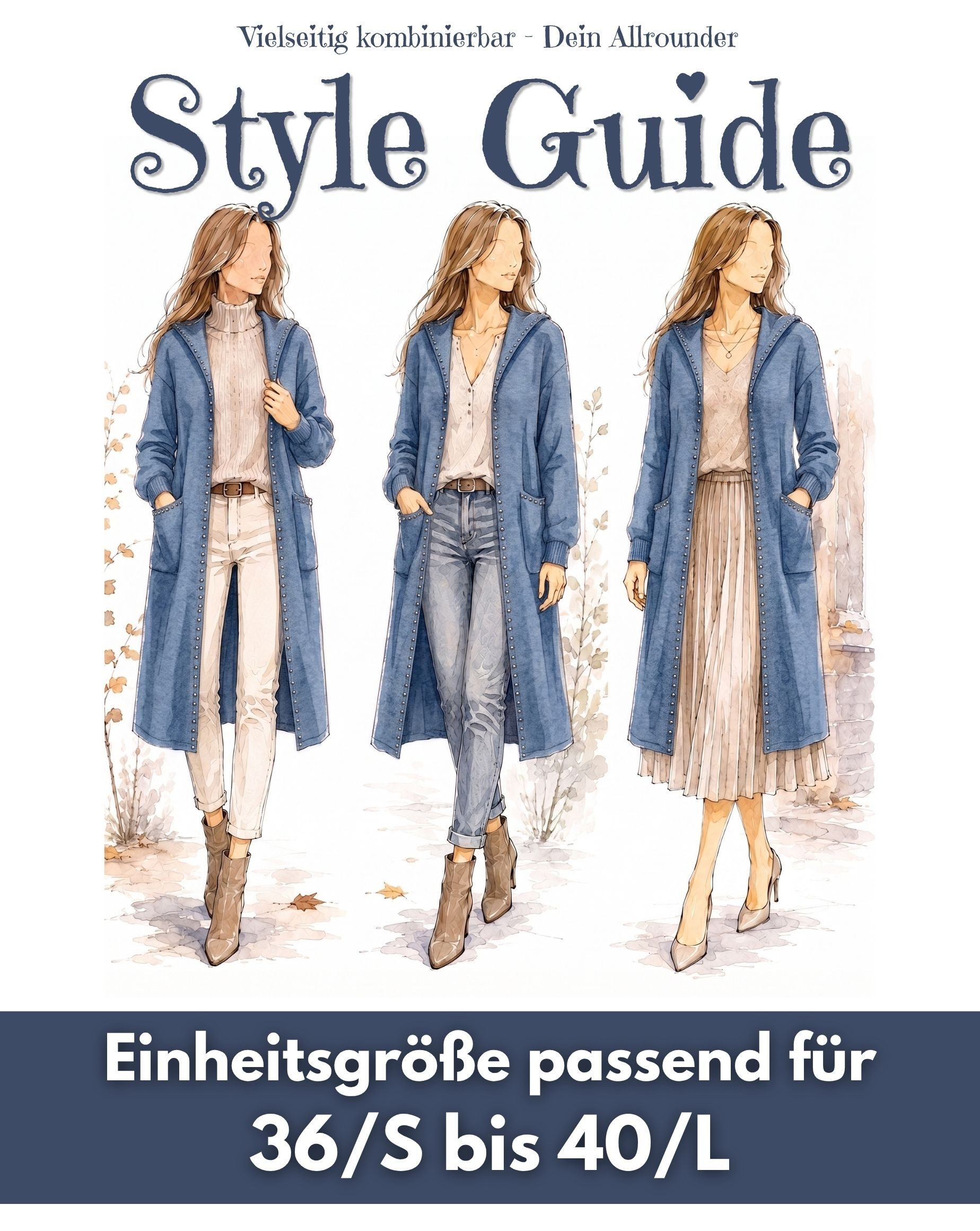 dy_mode Longstrickjacke Damen Strickmantel Langer Cardigan Strickjacke Strickcardigan Kapuze in Unifarbe, mit Kapuze und Ziernieten – Bild 5 von 5