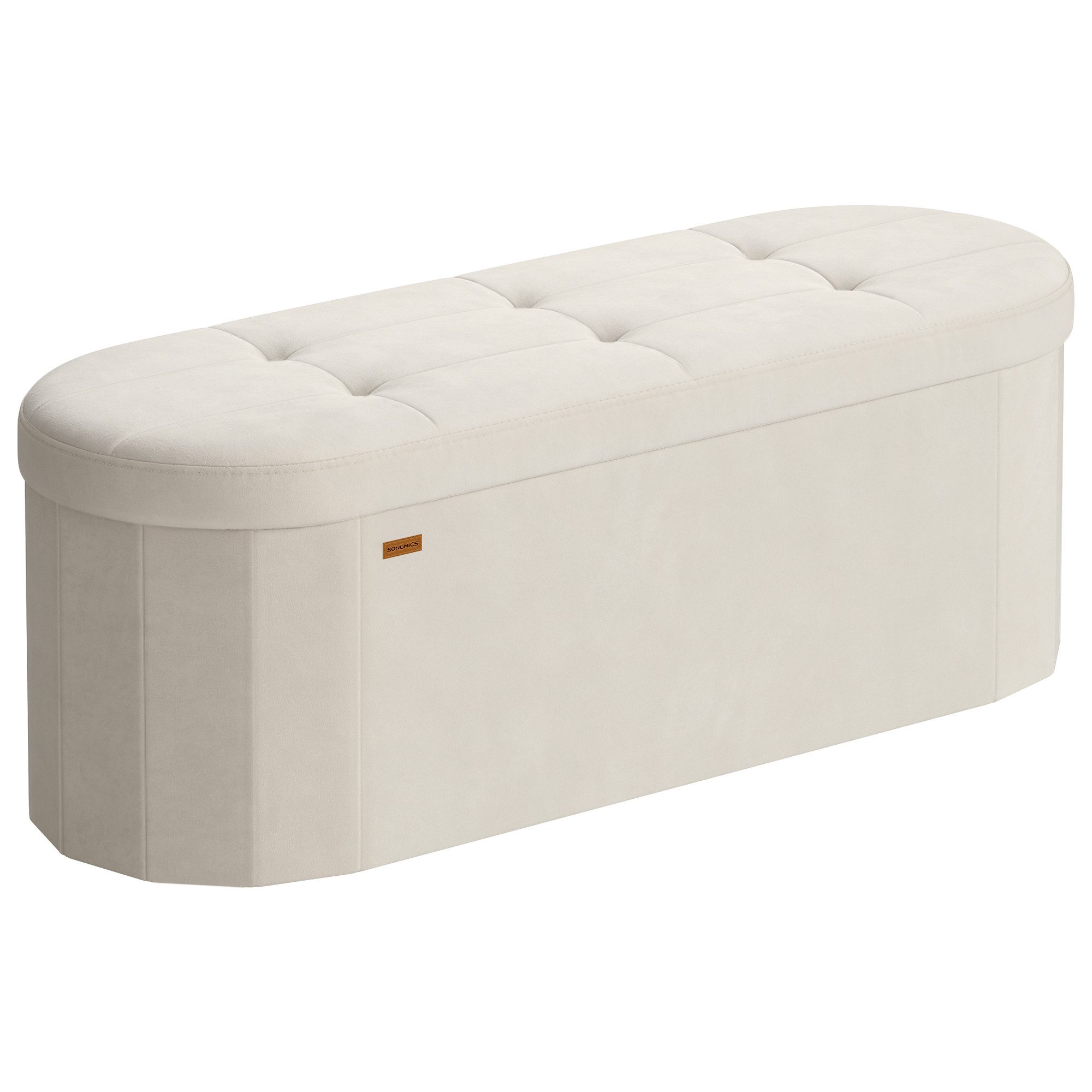 SONGMICS Sitzhocker, Sitzbank mit Stauraum, Aufbewahrungsbox, faltbare Fußbank