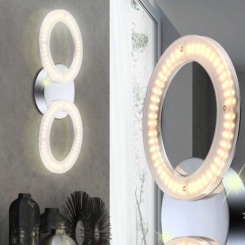 Globo LED Wandleuchte, LED-Leuchtmittel fest verbaut, Warmweiß, Elegante 20W LED Wand Leuchte Lampe Schlafzimmer Chrom Acryl